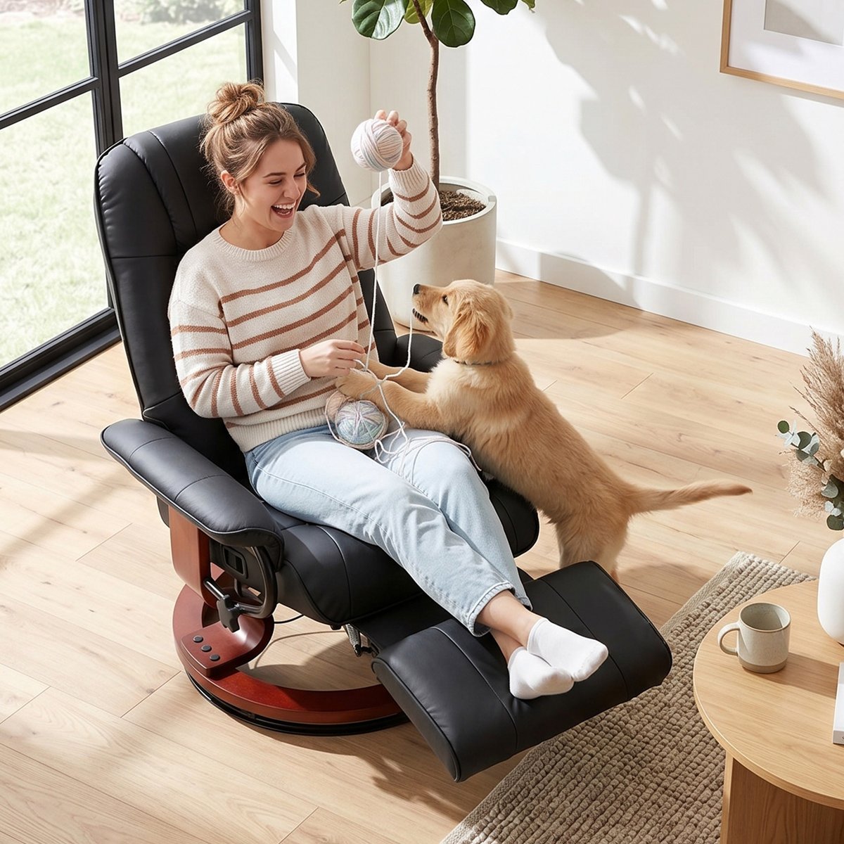 fauteuil inclinable simili cuir Noir noir, HOMCOM