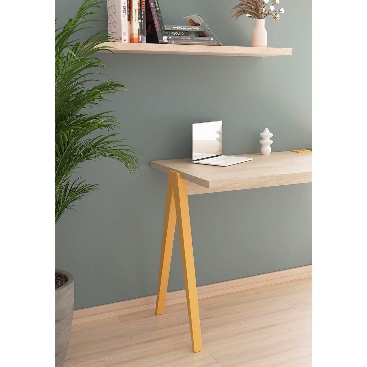 Bureau en placard et hêtre cérusée, COLMAR chêne clair-jaune, HERDASA