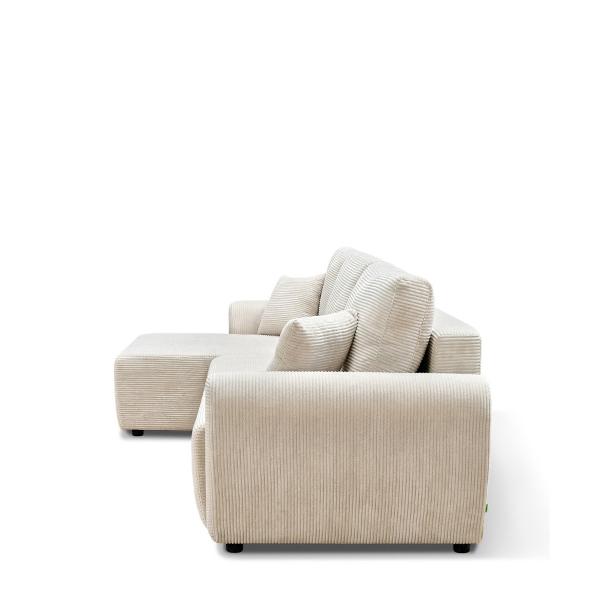 Canapé d'angle convertible réversible 4 places en velours côtelé- JUL beige, DRAWER