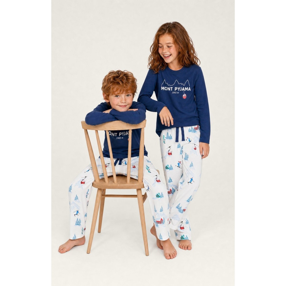 Pyjama enfant en jersey de coton épais imprimé Rêves au sommet blanc, ARTHUR