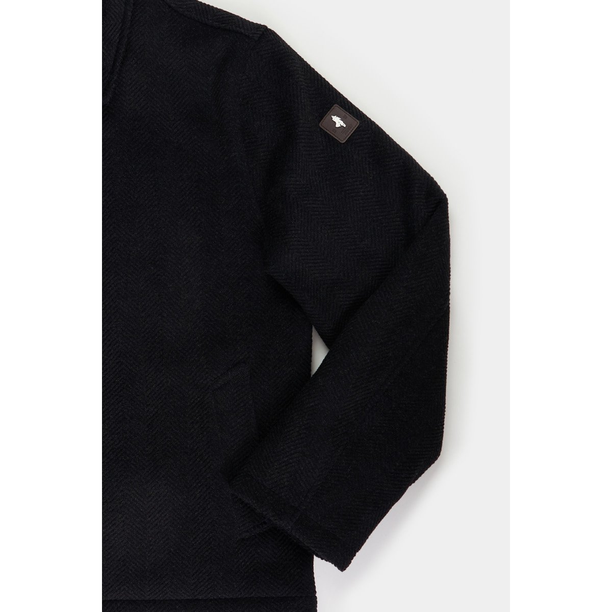 Blouson droit en laine à gros chevrons noir, MCS