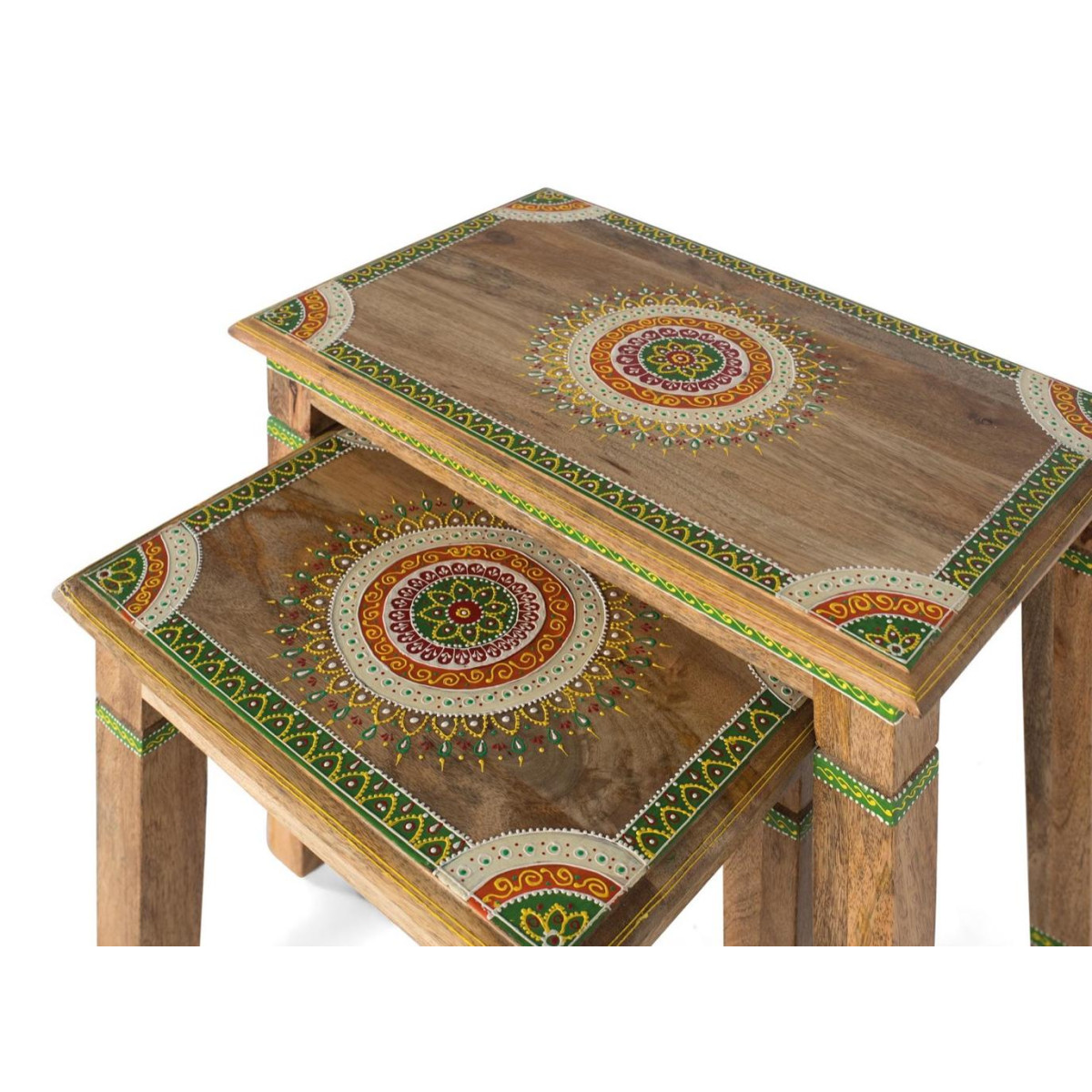 Lot de 2 tables basses Bois Marron - DANAÉ marron, DECORATION D’AUTREFOIS