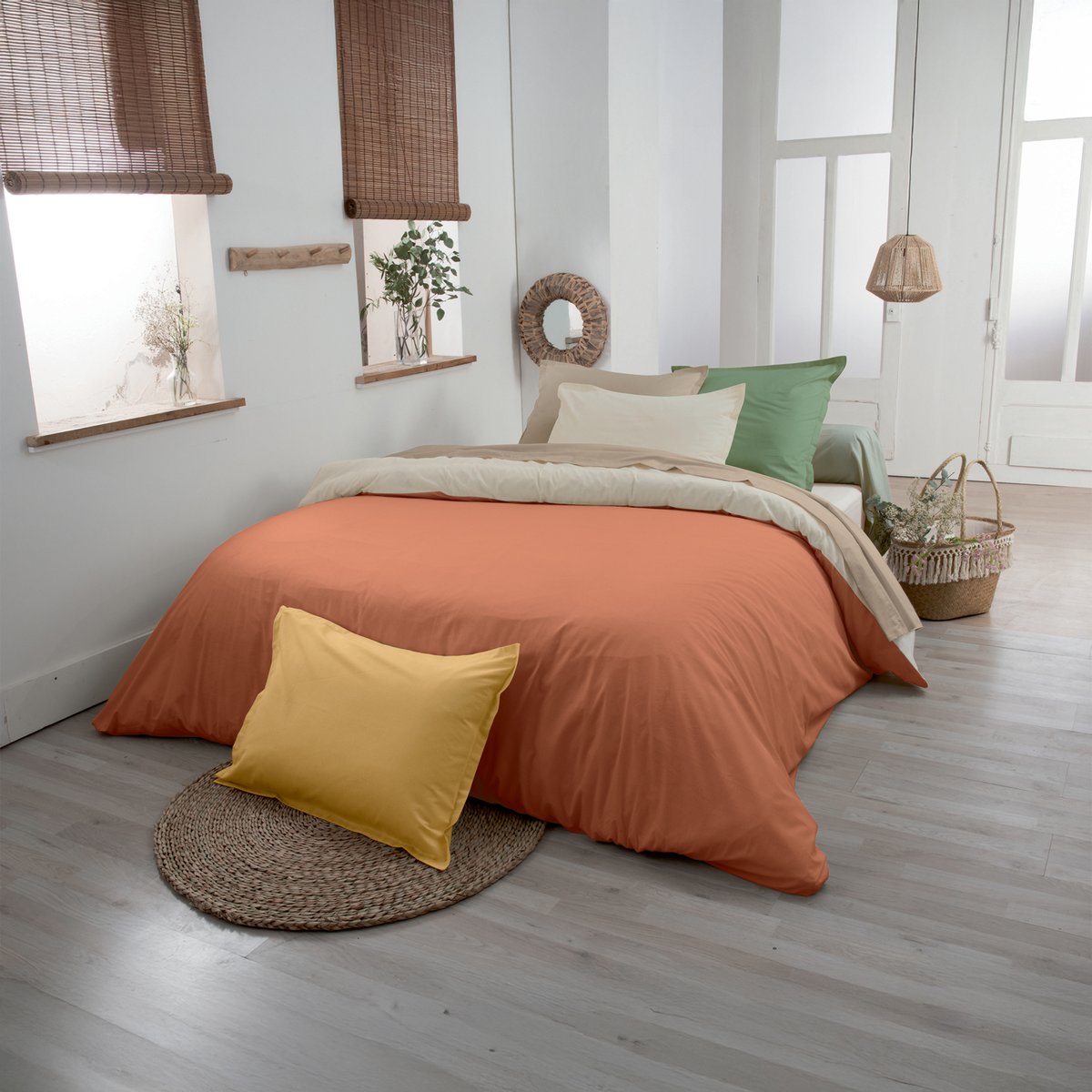Drap plat en 100% coton biologique terracotta, TRADILINGE