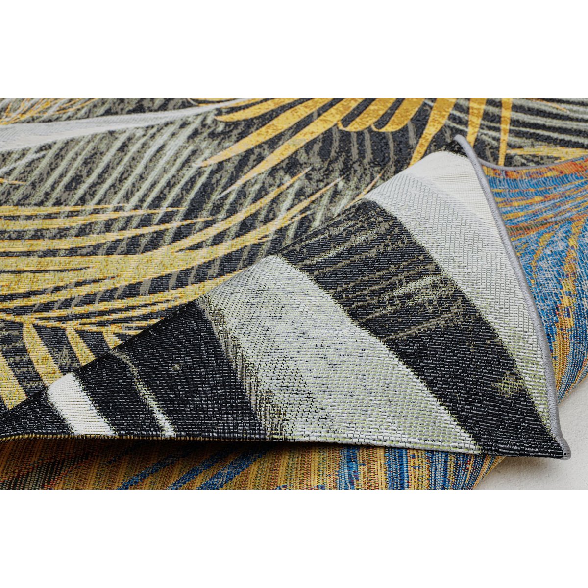 Tapis d'extérieur tissé à plat à l'aspect exotique - AURORA noir, GINO FALCONE
