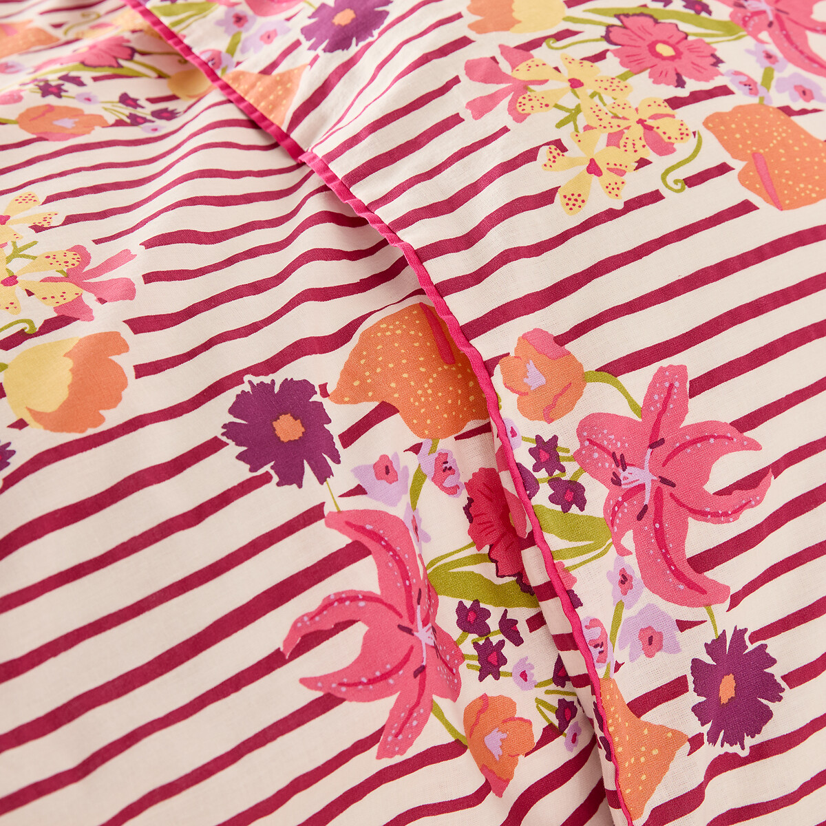 Funda nórdica de algodón lavado, estampado de rayas y flores, BELARDI estampado floral rosa, LA REDOUTE INTERIEURS