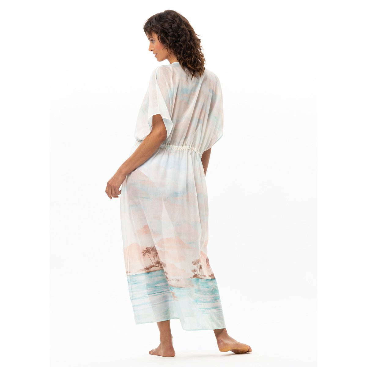 Kaftan en voile de coton SUNSET 240 multicolore, LE CHAT