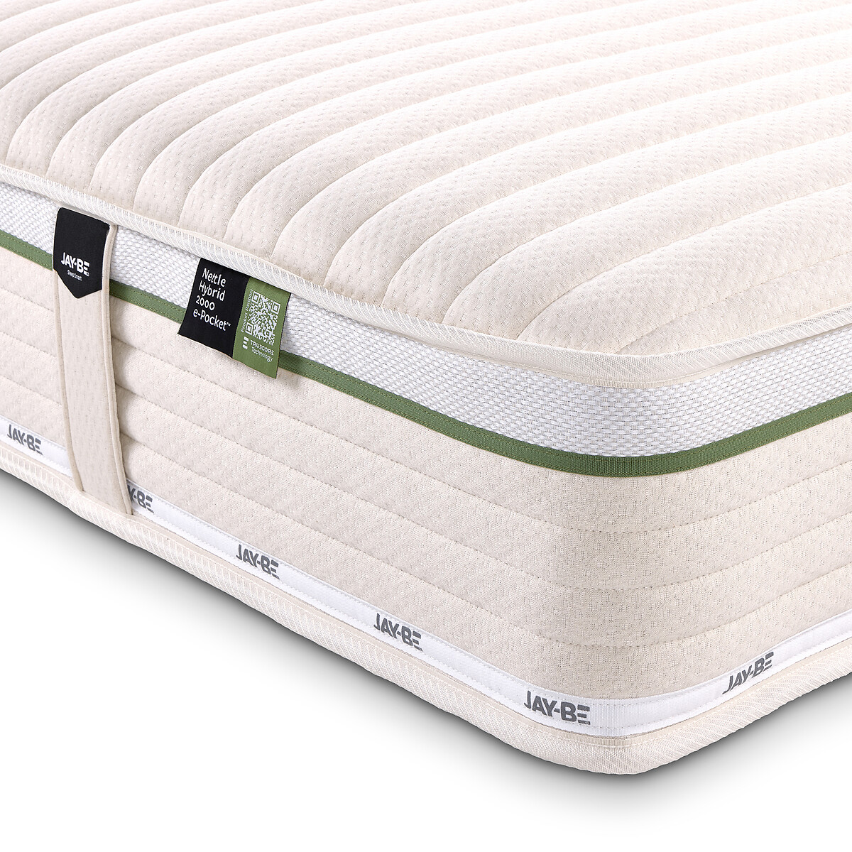 Jay-Be® Natural All Seasons Nettle Hybrid 2000 e-Pocket Mattress ecru/green, JAY-BE
