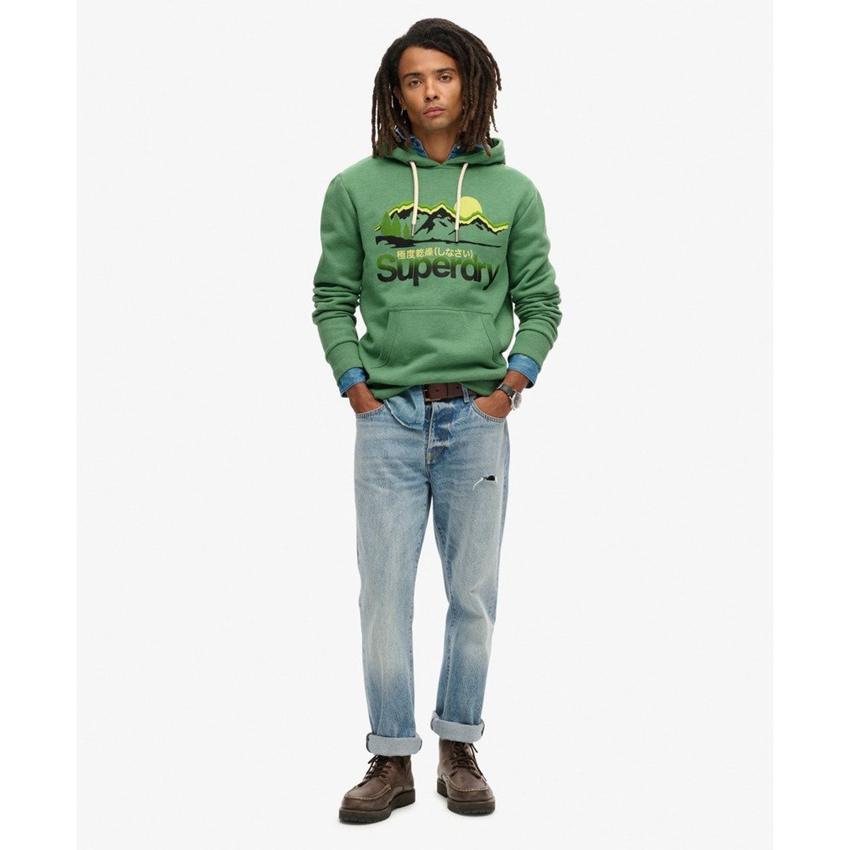 Sweat à capuche et motif Great Outdoors menthe glaciale chiné, SUPERDRY