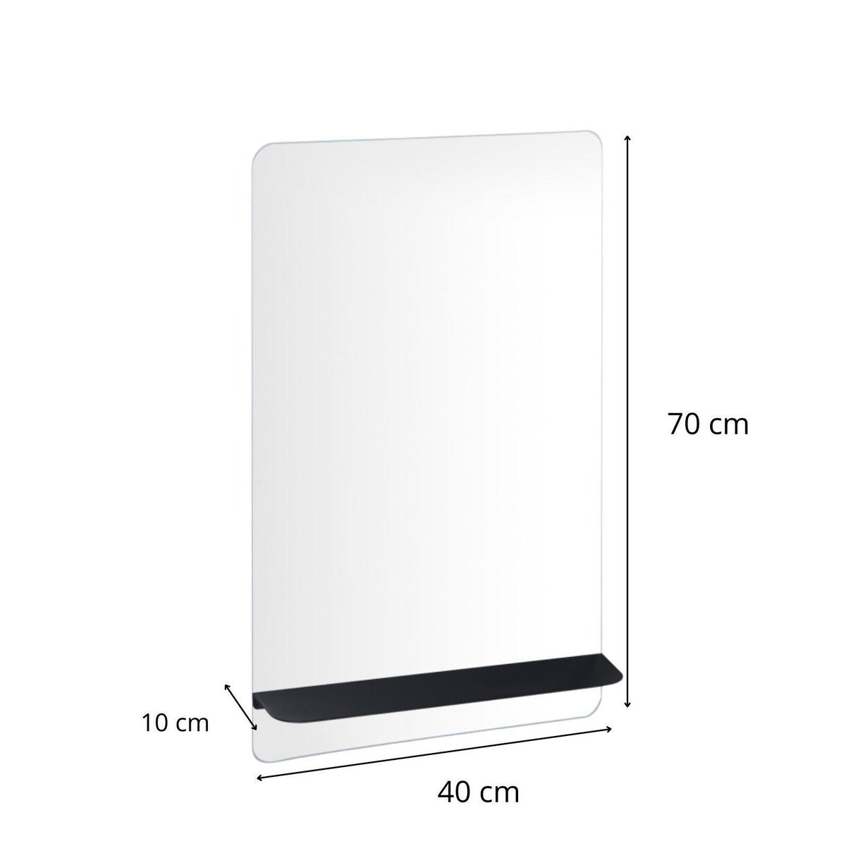 Miroir lave mains WC avec tablette SIMONA tablette noire, MOB IN