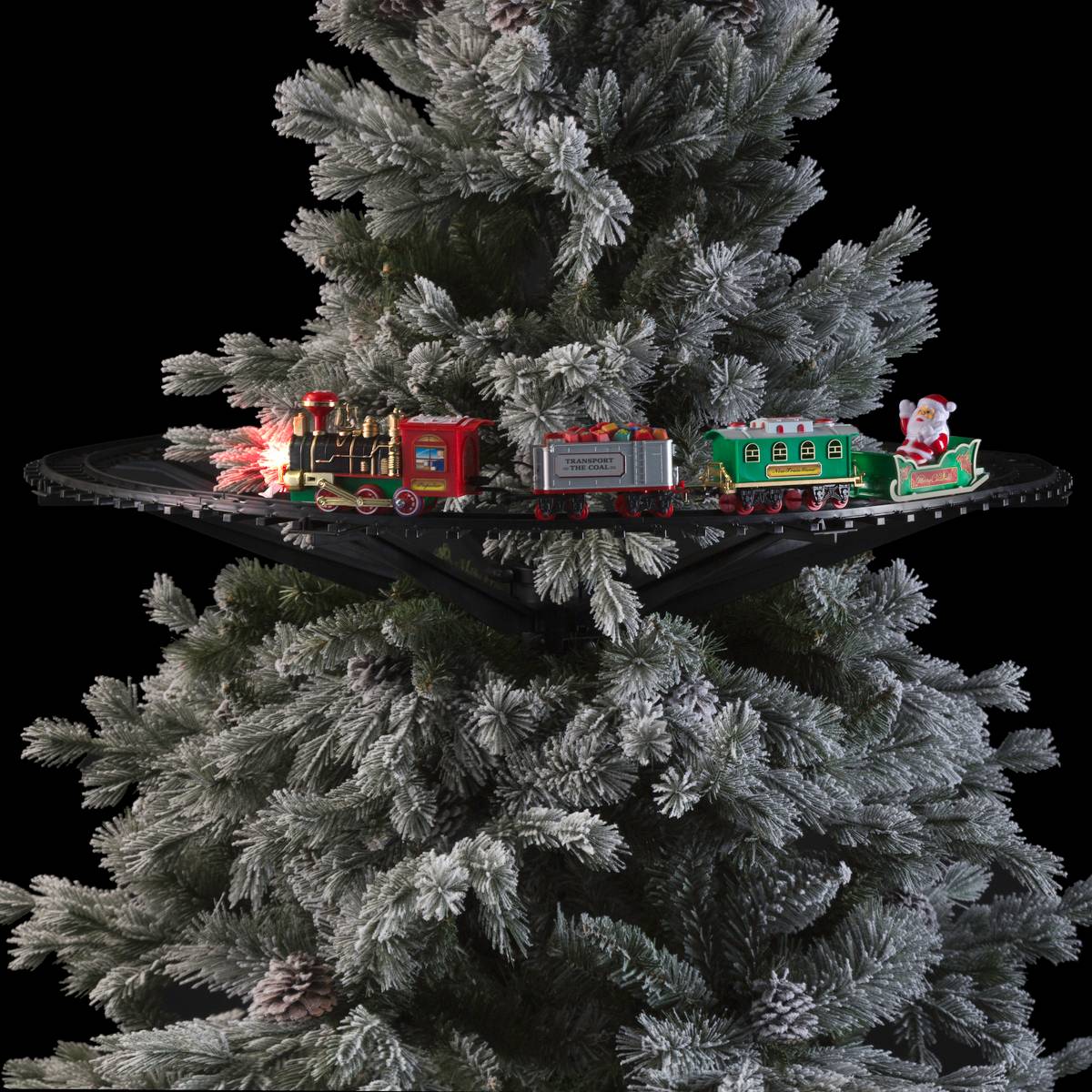 Train de noël lumineux pour sapin 23 pièces musical à mouvement 1 LED multicolore, ATMOSPHERA