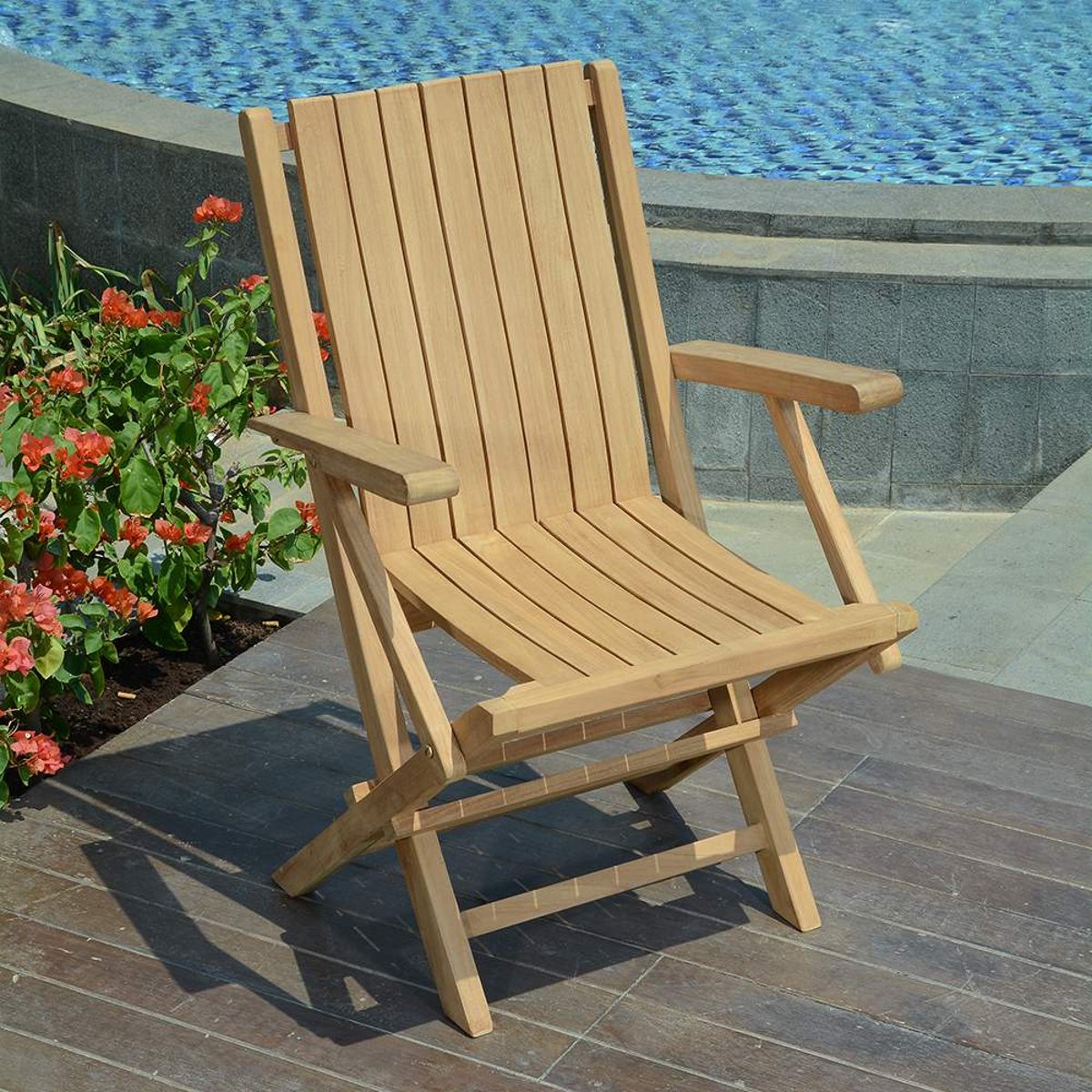 Fauteuils de jardin pliantes en teck massif (lot de 2) - KARIMUN naturel, TECK ATTITUDE