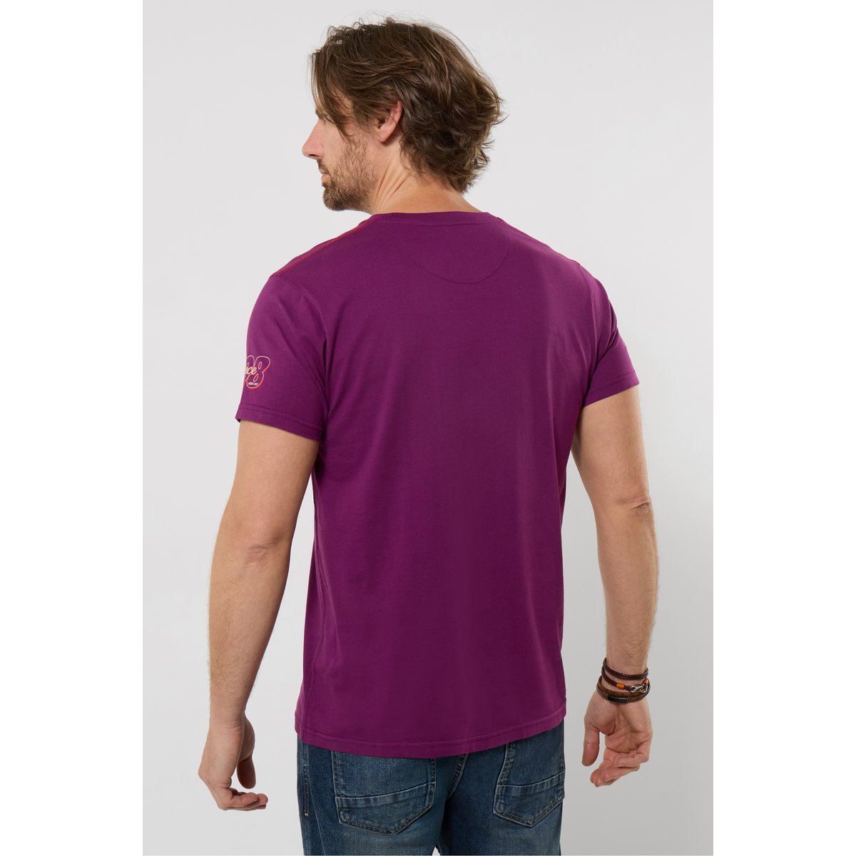 T-shirt graphique moto effet éclaboussures violet, JOE BROWNS