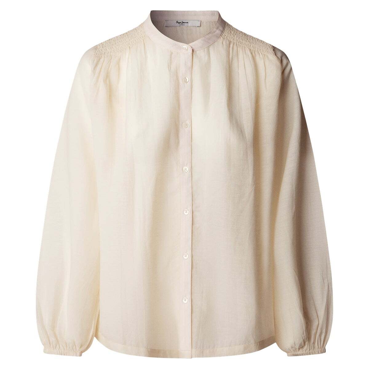 Blouse Fluide À Col Mao blanche toile, PEPE JEANS