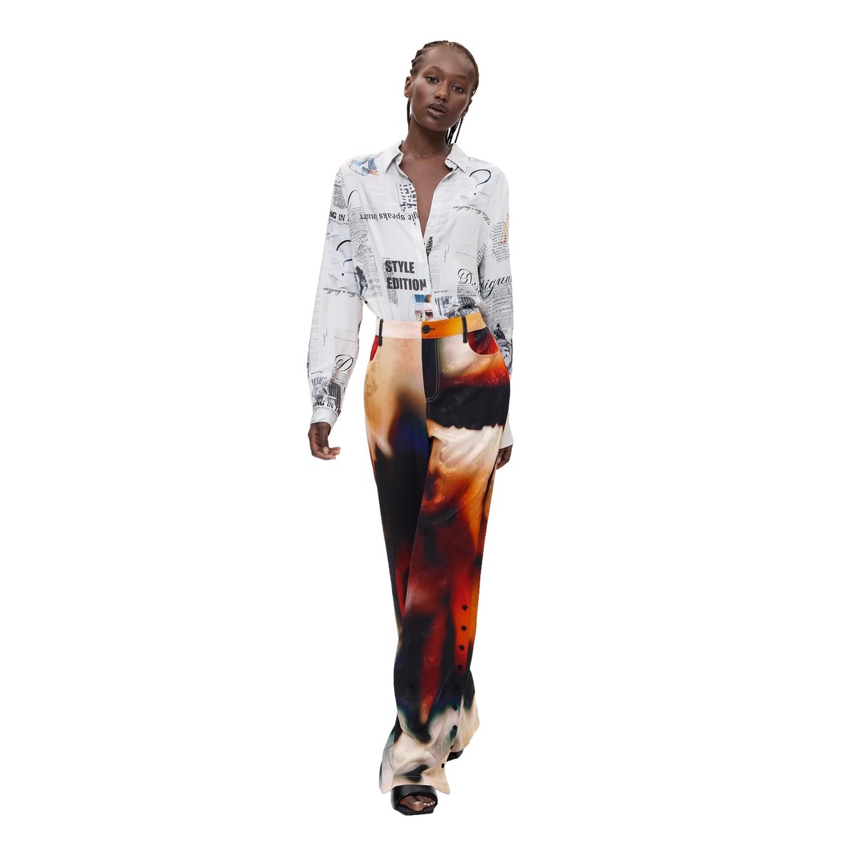 Pantalon long imprimé noir, DESIGUAL
