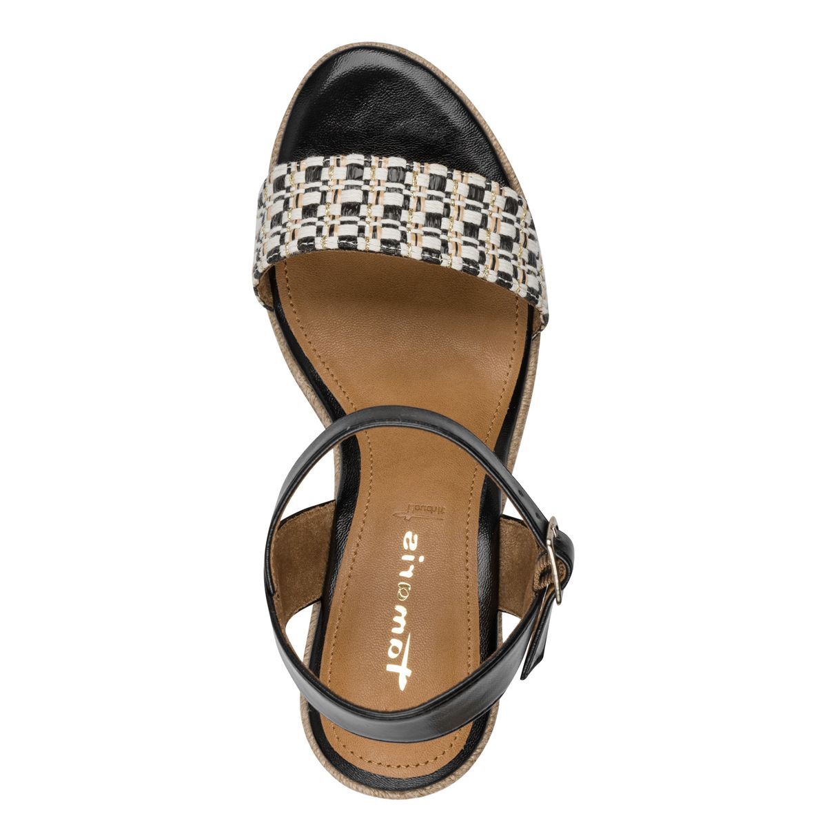 Sandale à talon en boucle noir combiné, TAMARIS