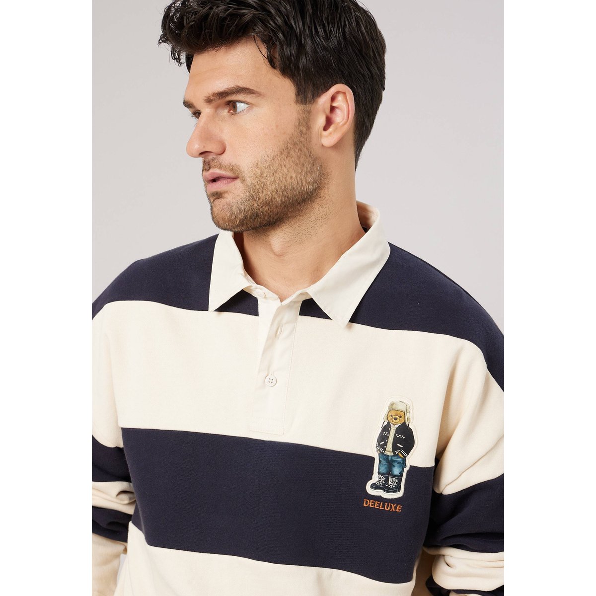 Polo loose homme en 100% coton PRINCETON ivory, DEELUXE
