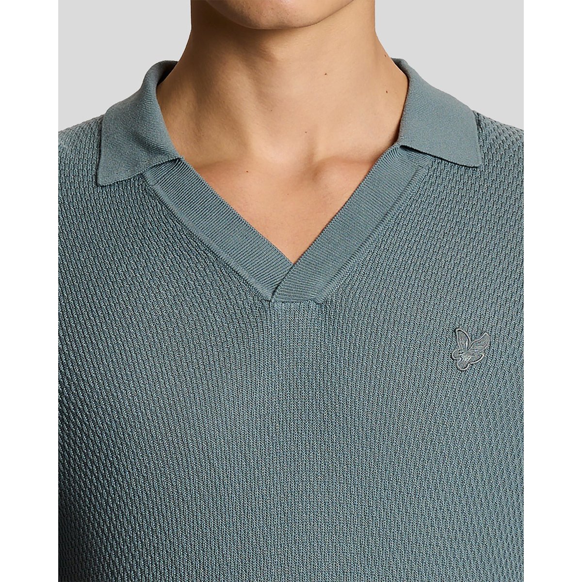 Polo col ouvert fin en maille bleu fer, LYLE & SCOTT