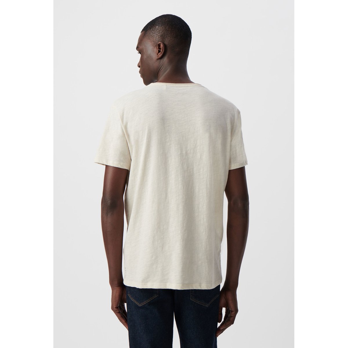 Tee-shirt coton bio col rond ESSENTIEL ecru, IKKS