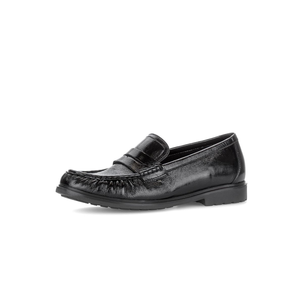 Mocassins en cuir lisse à talon décroché noir, GABOR
