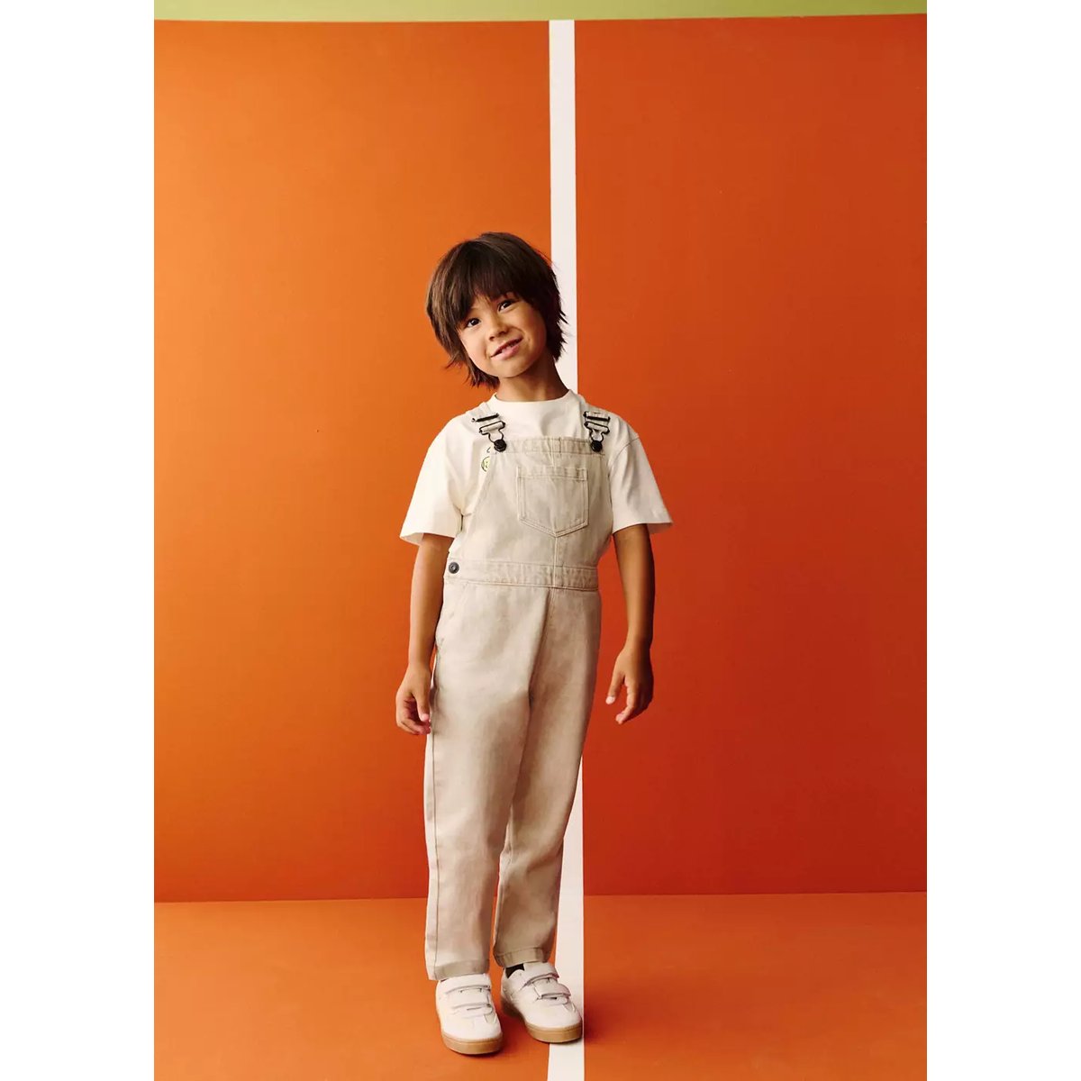 Salopette en jean avec poches sable, MANGO BABY