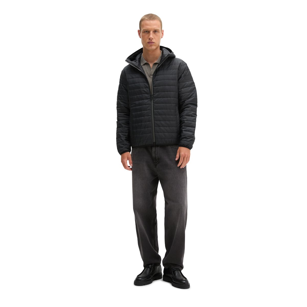 Veste matelassée coupe classique avec un léger rembourrage en Unifi REPREVE® noir, MARC O'POLO