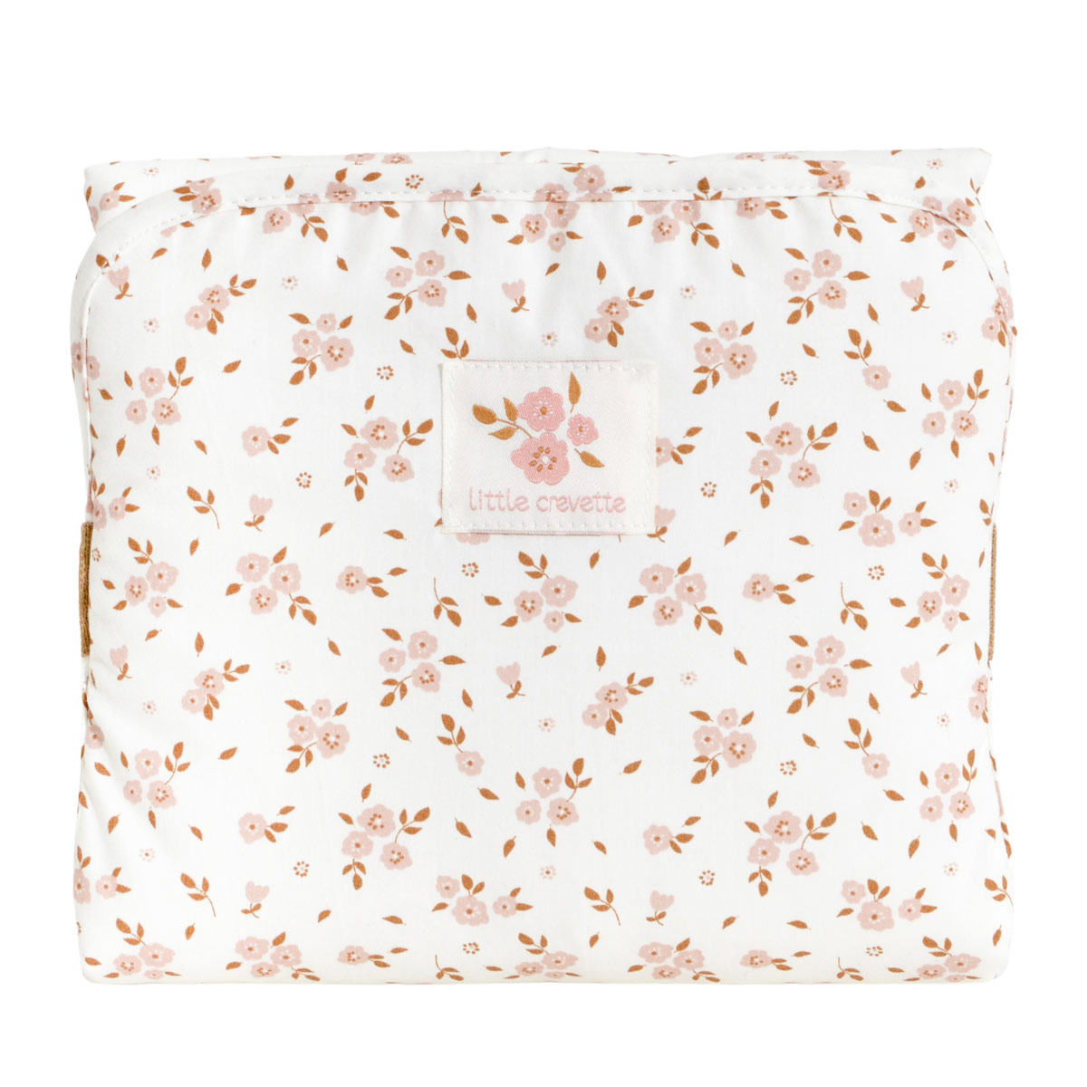 Tapis à langer de voyage coton bio THAIS rose, LITTLE CREVETTE