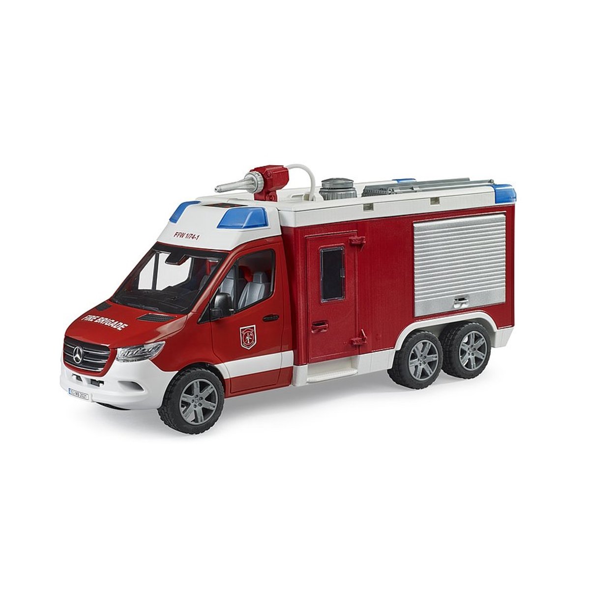 Fourgon de pompiers MB Sprinter avec module son et lumière rouge, BRUDER