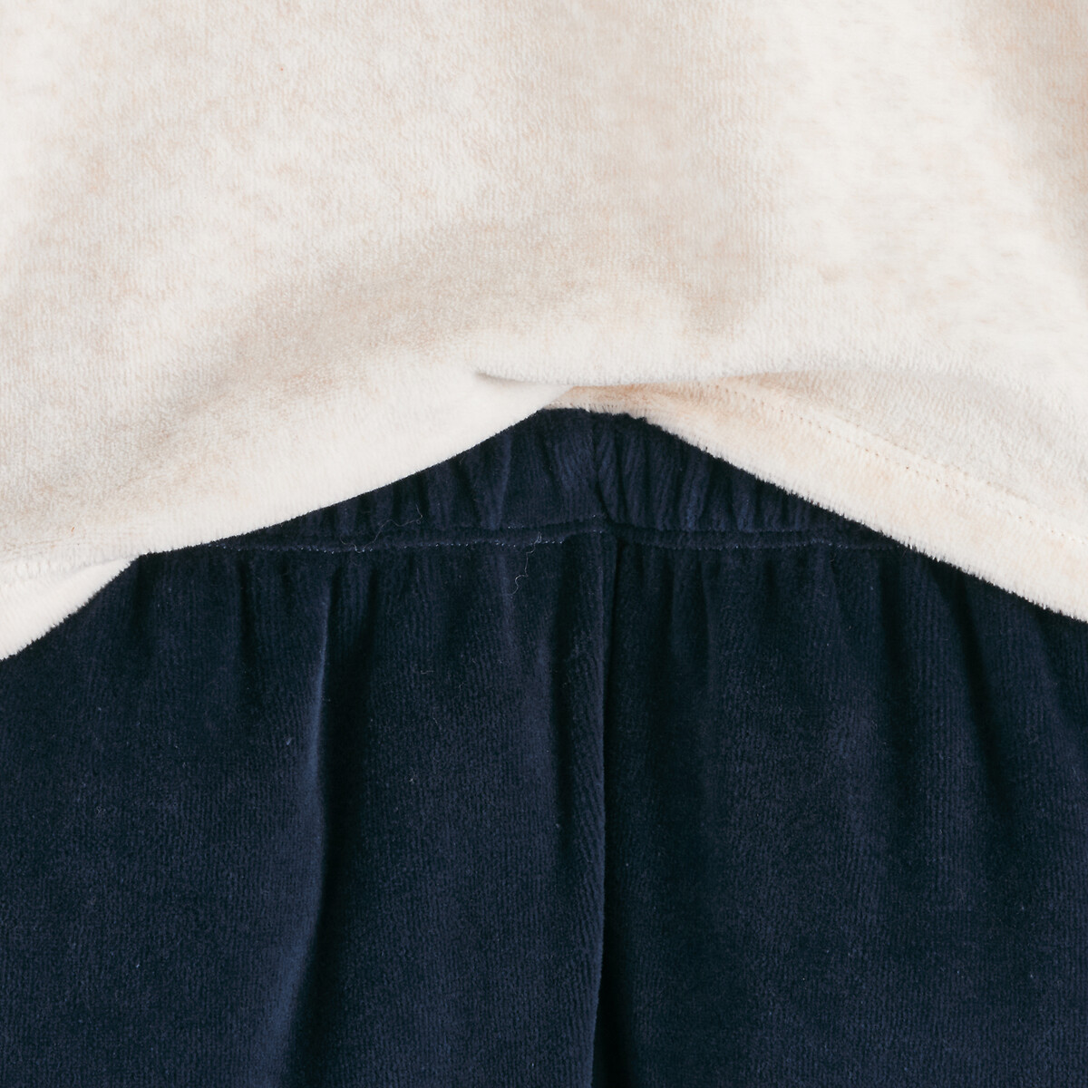 Pyjama velours avec pieds, motif lapin beige chiné/bleu marine, LA REDOUTE COLLECTIONS