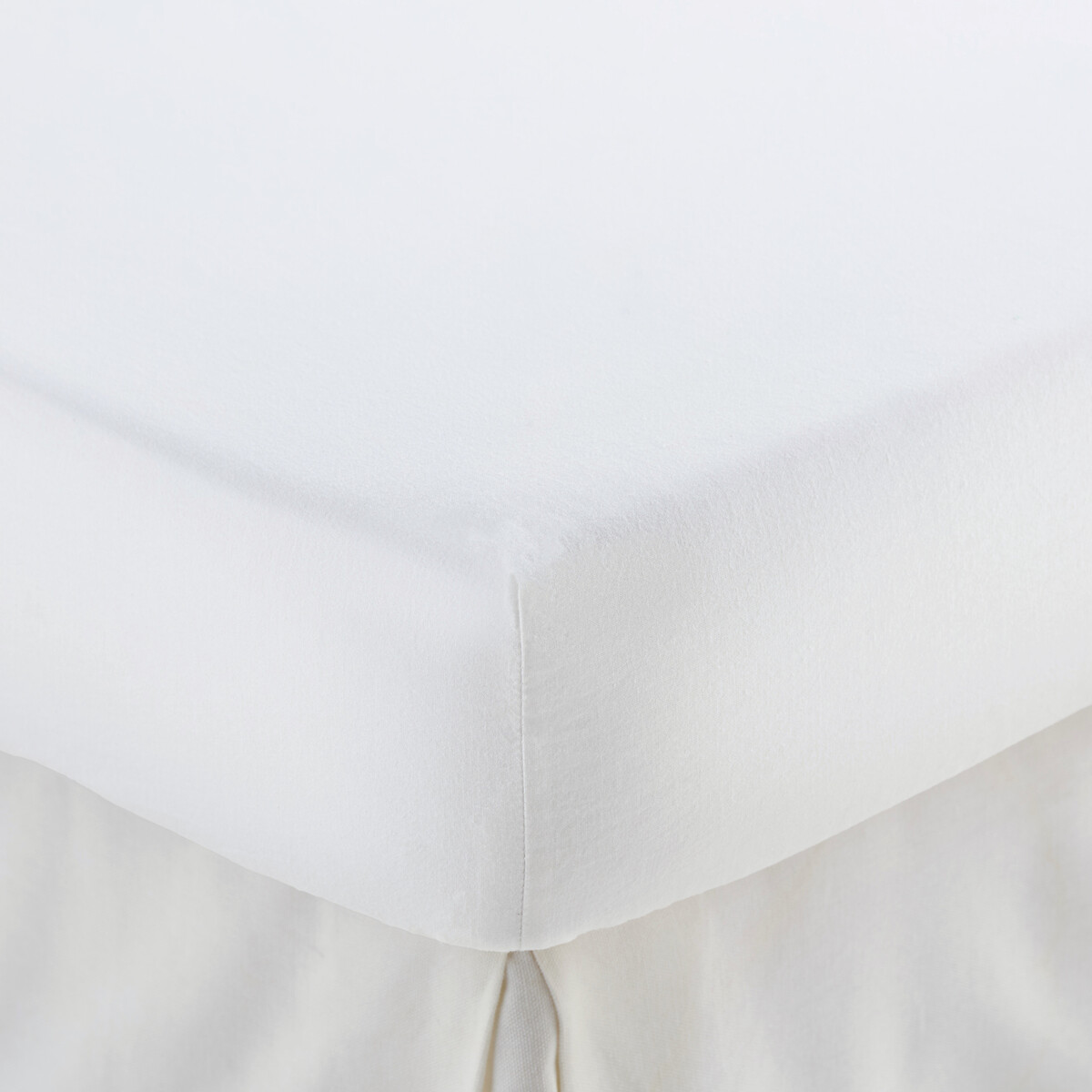 Sábana bajera, lisa, de algodón lavado, altura 30 cm, ANNABA blanco, LA REDOUTE INTERIEURS