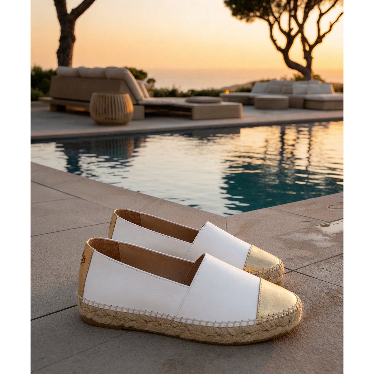 Espadrille IZIA blanc et or, FINSBURY