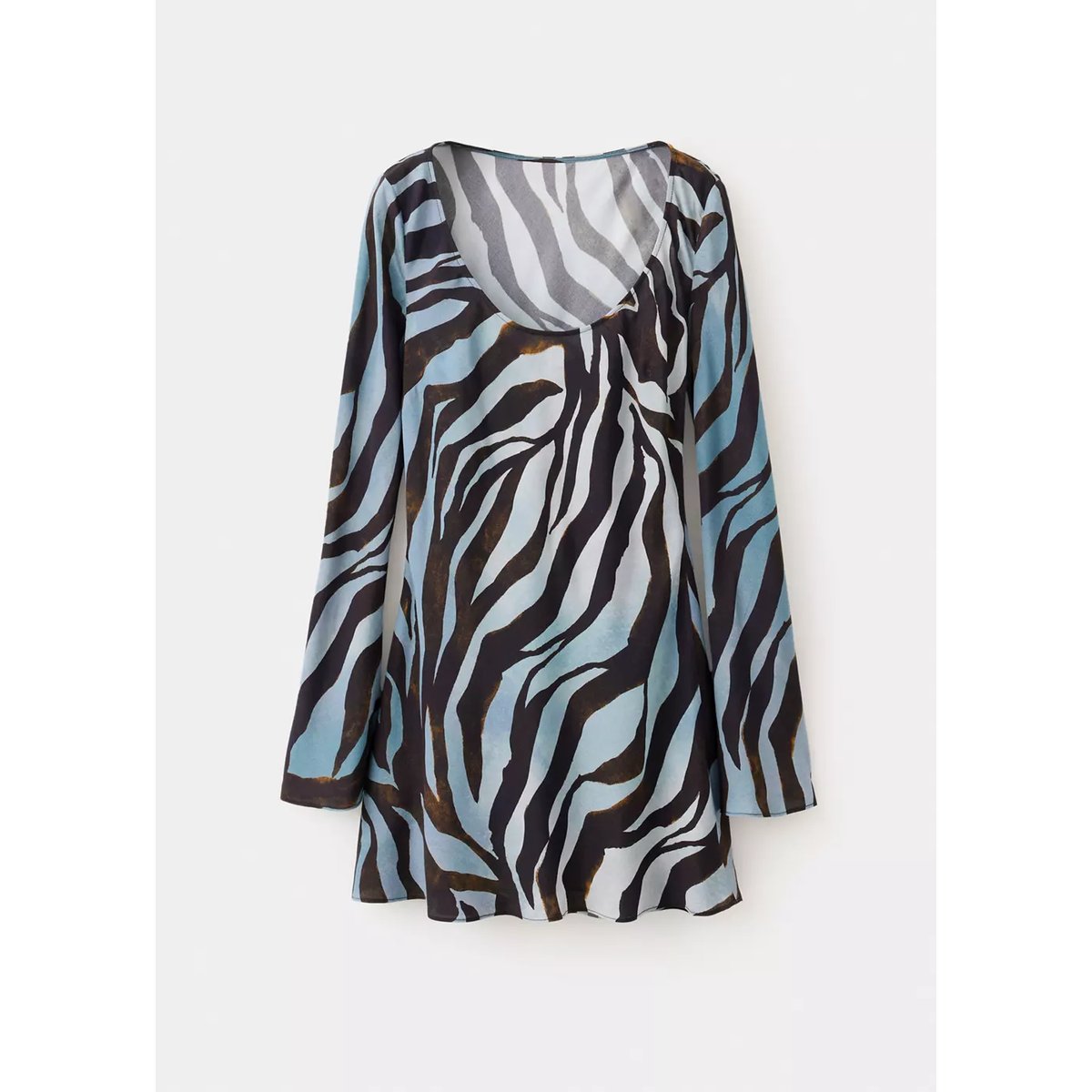 Robe courte imprimée bleu, MANGO