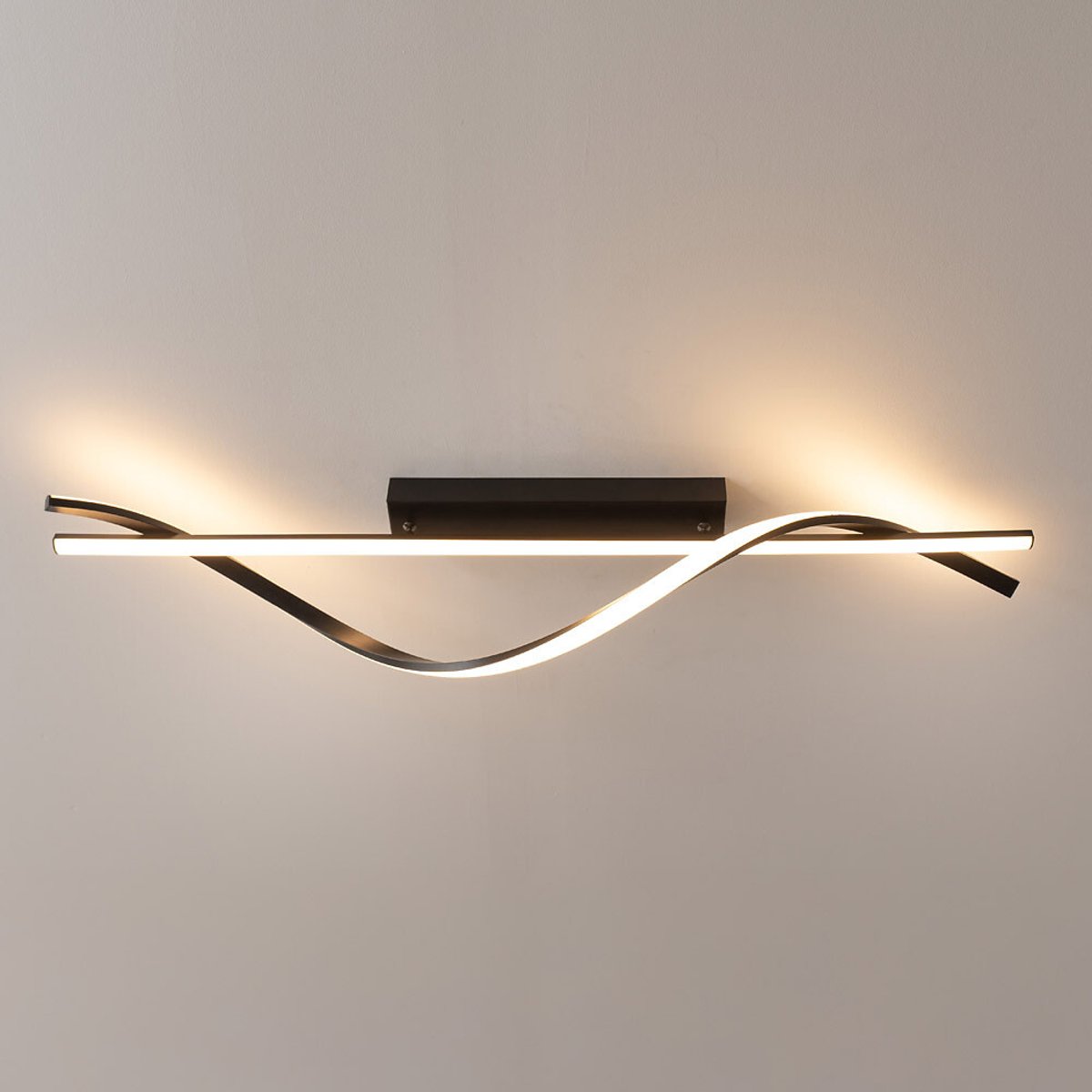 Inez Twist Drop Bar LED Pendant Light in Matte Black black, SO'HOME