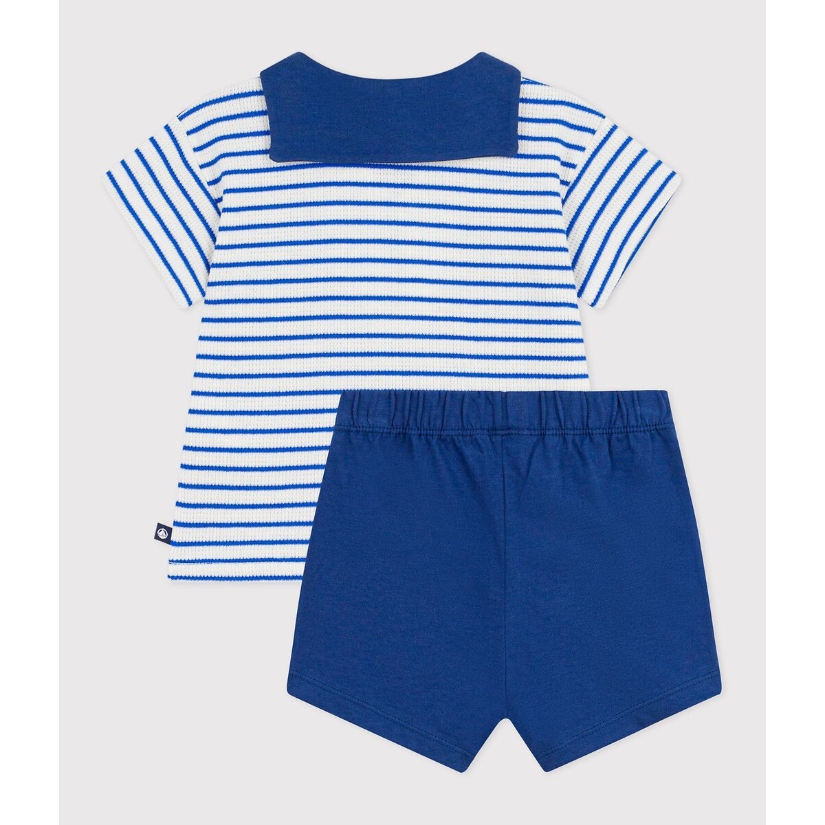Cotton 2-Piece Outfit, Sailor Collar T-Shirt/Shorts blue/navy blue, PETIT BATEAU