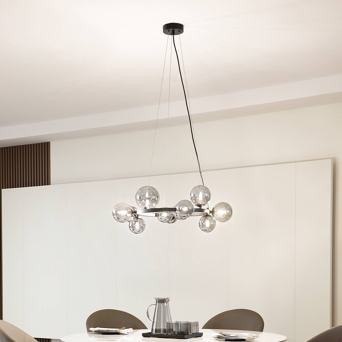 Suspension en métal moderne, Naelen noir, gris fumé, LUCANDE