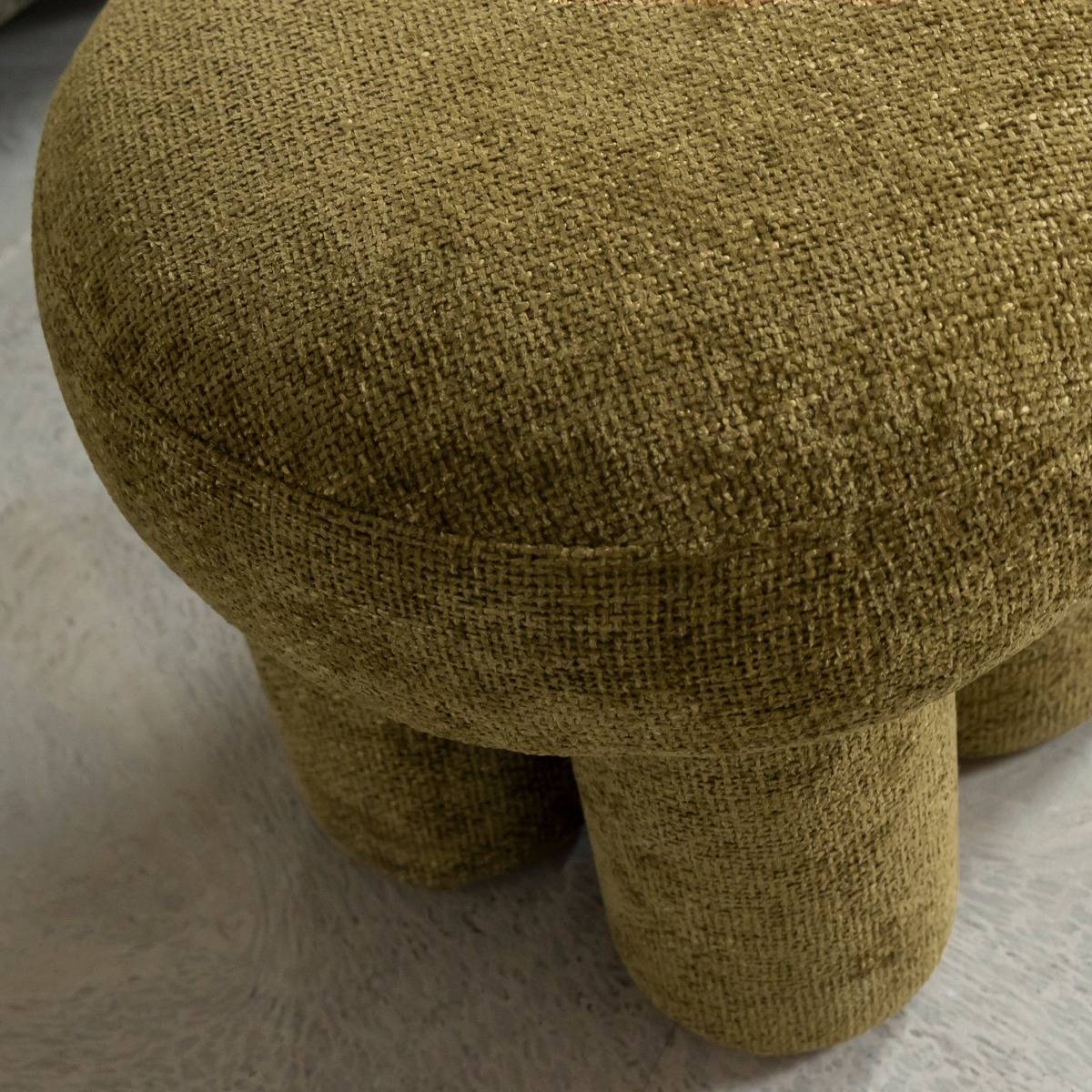Petit tabouret en tissu TOBY vert, MADE IN MEUBLES 