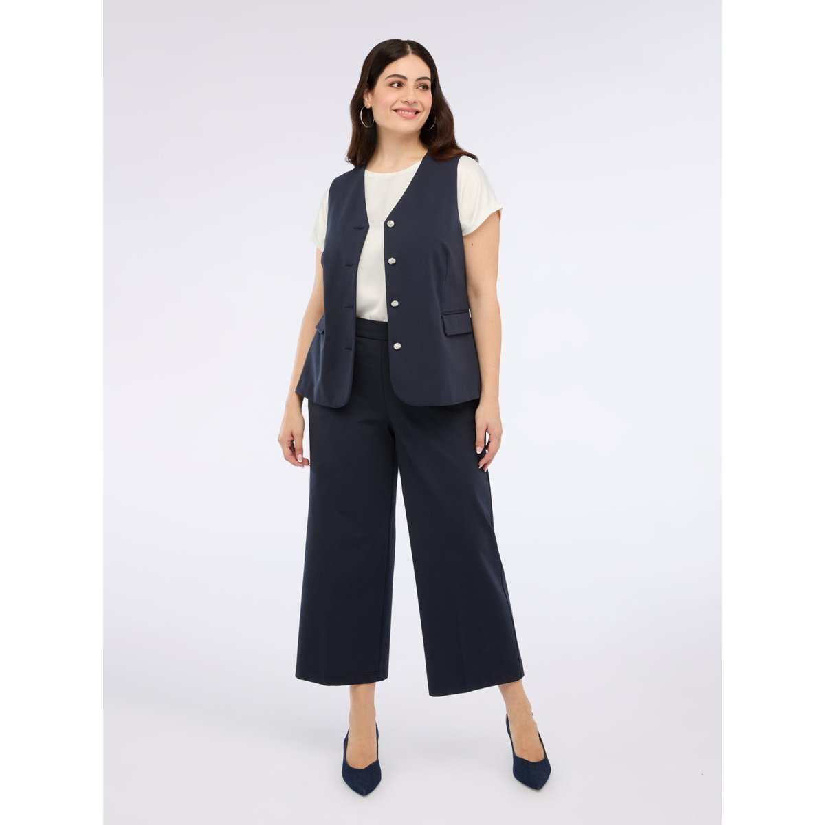 Gilet en maille Milano avec boutons bleu, FIORELLA RUBINO