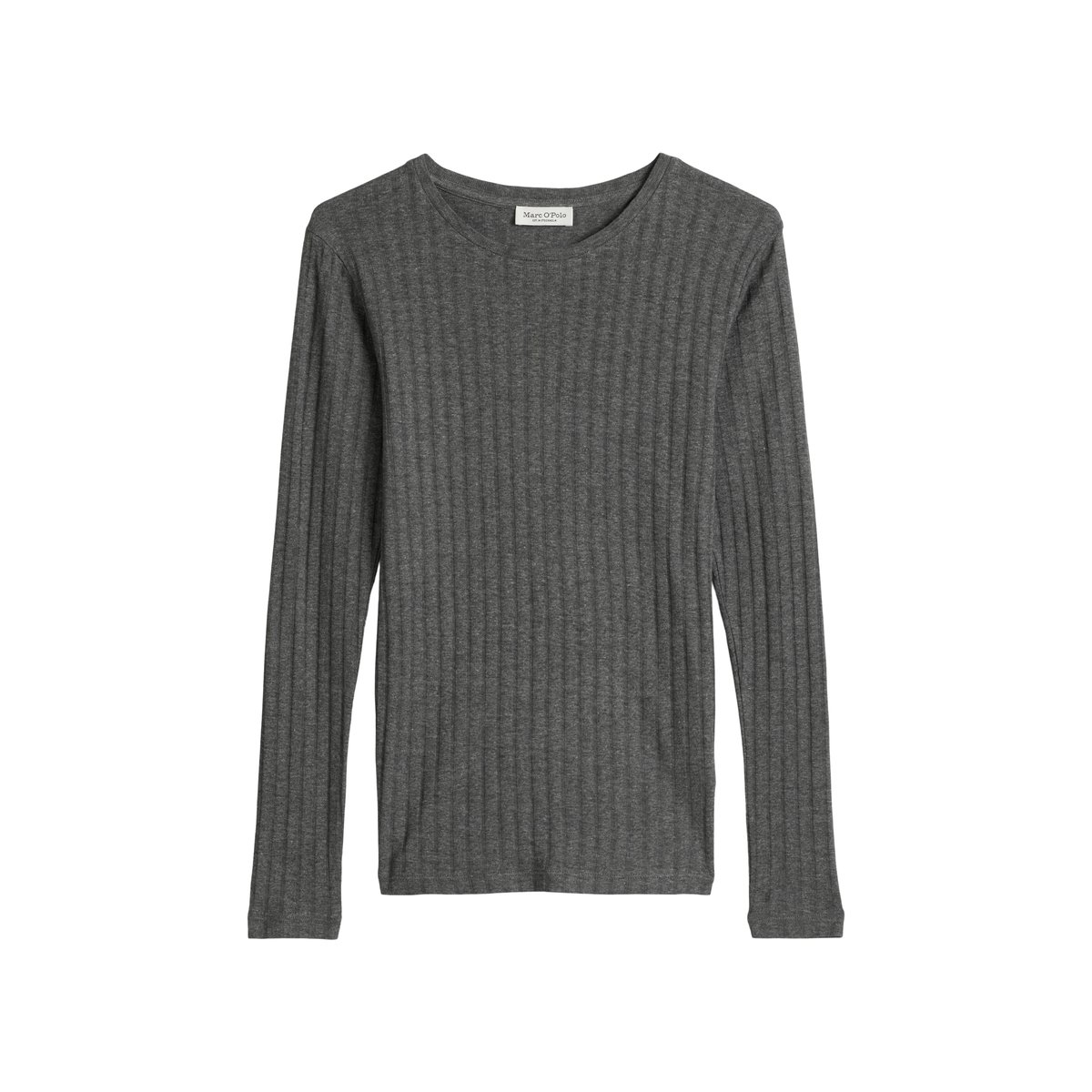 T-shirt long slim en mélange coton-modal organique gris, MARC O'POLO