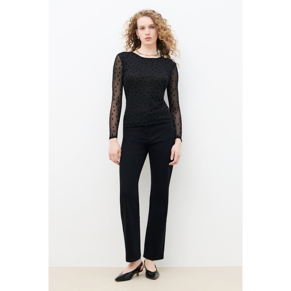 T-shirt ajusté col rond TCECILE noir, CAROLL