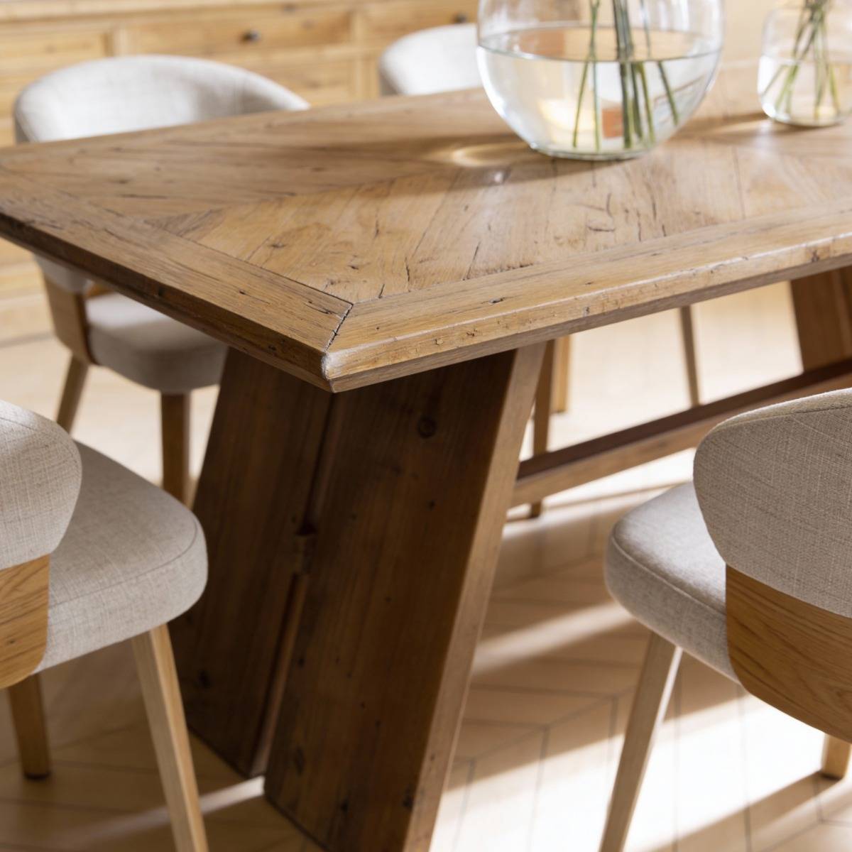 Table à manger en bois recyclé BLAISE bois clair, MADE IN MEUBLES