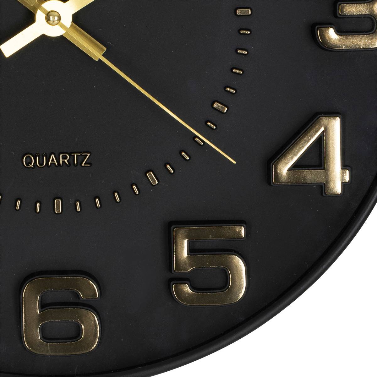 Horloge murale chiffres 3D effet relief DORIS noir, ATMOSPHERA