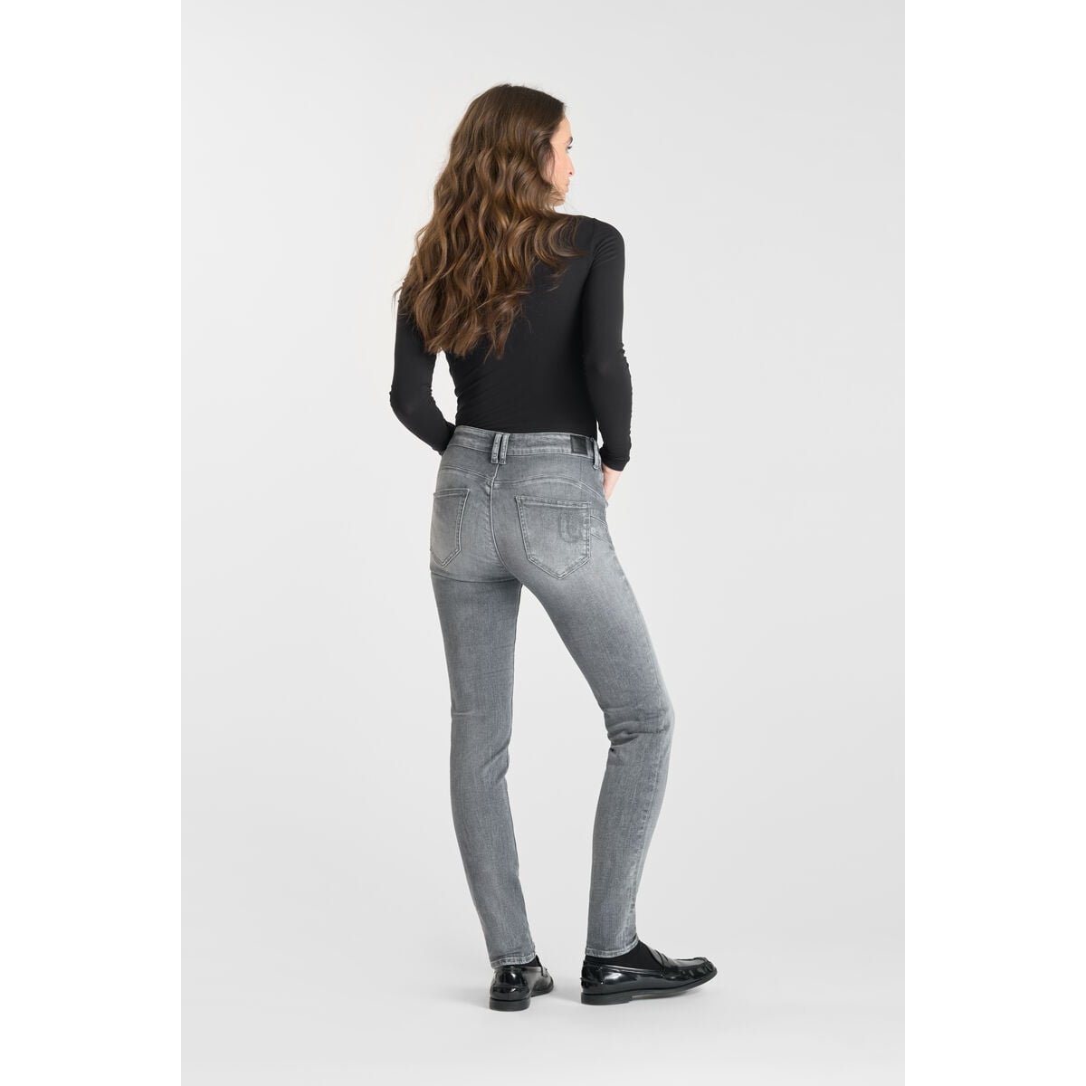 Jeans push-up slim taille haute PULP, longueur 34 grey, LE TEMPS DES CERISES