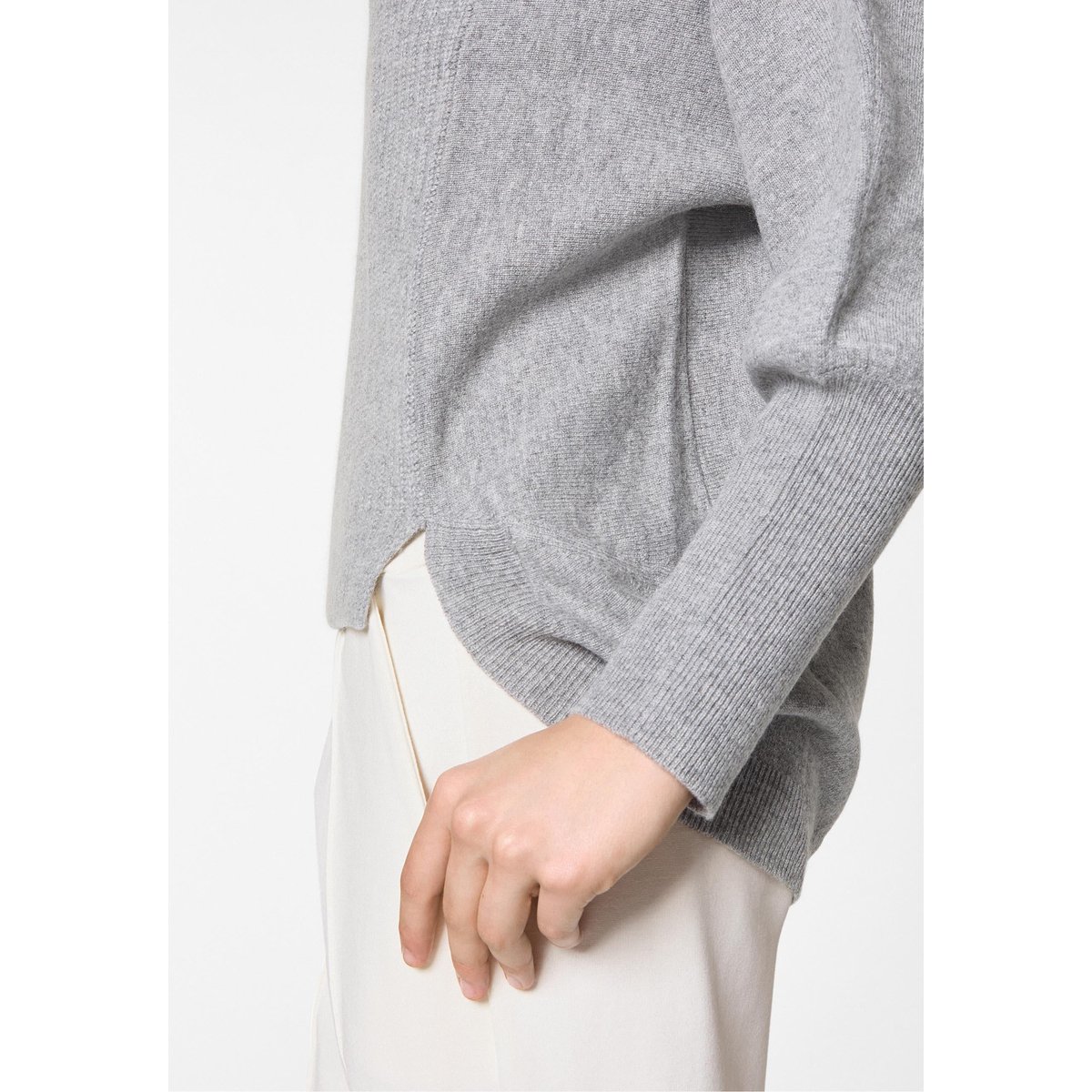 Pull col montant en laine et cachemire gris, RODIER