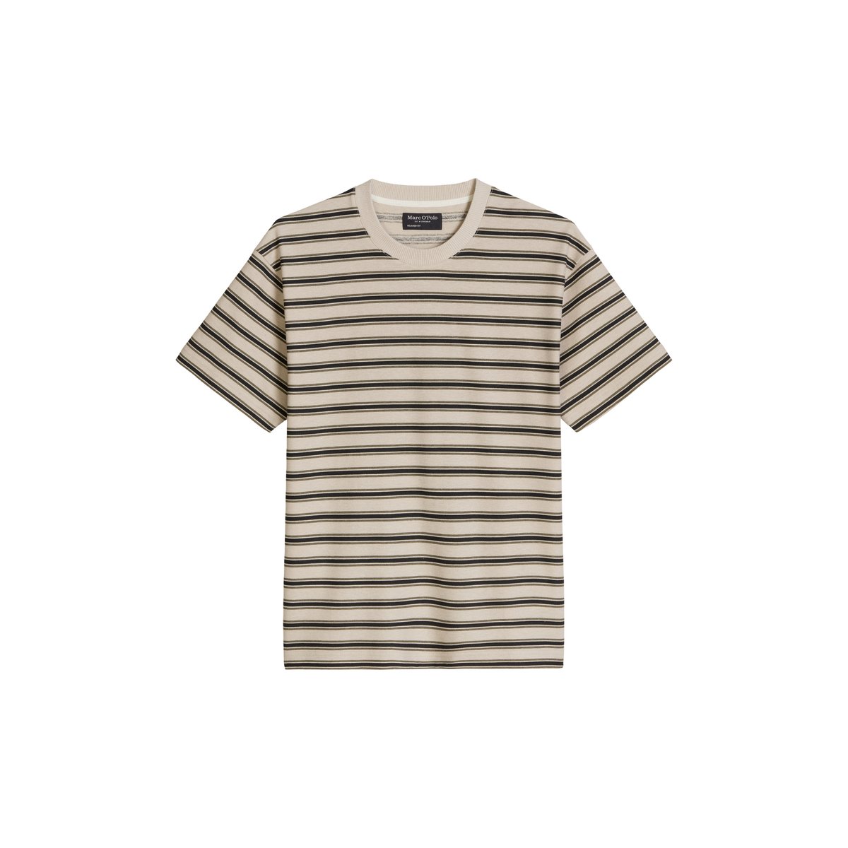 T-shirt relaxed en coton bio et en lin beige, MARC O'POLO