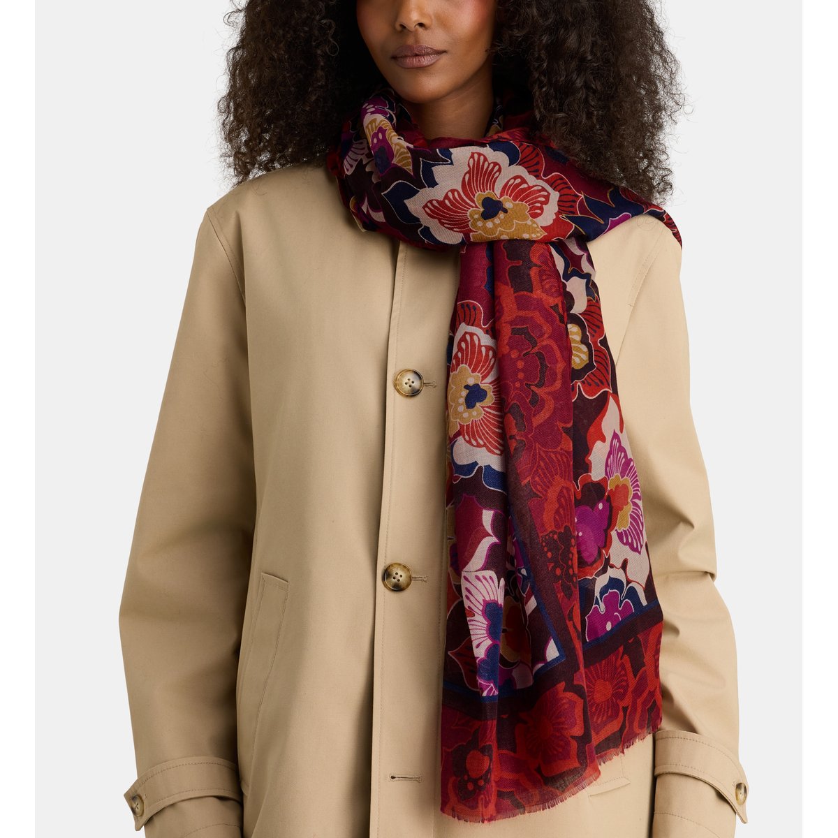 Etole lyson à motif floral bordeaux, GALERIES LAFAYETTE