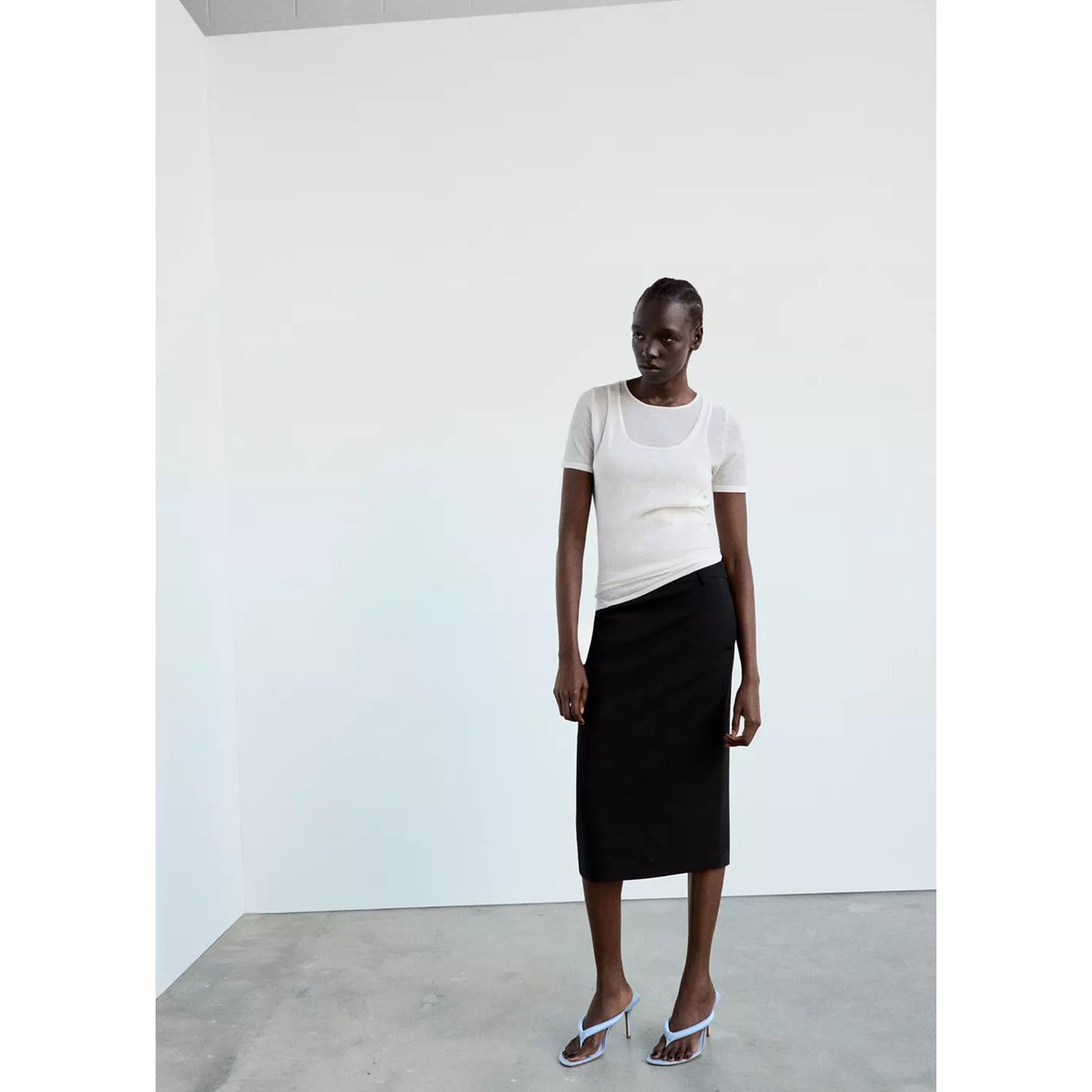 Superposition en jersey maille blanc, MANGO