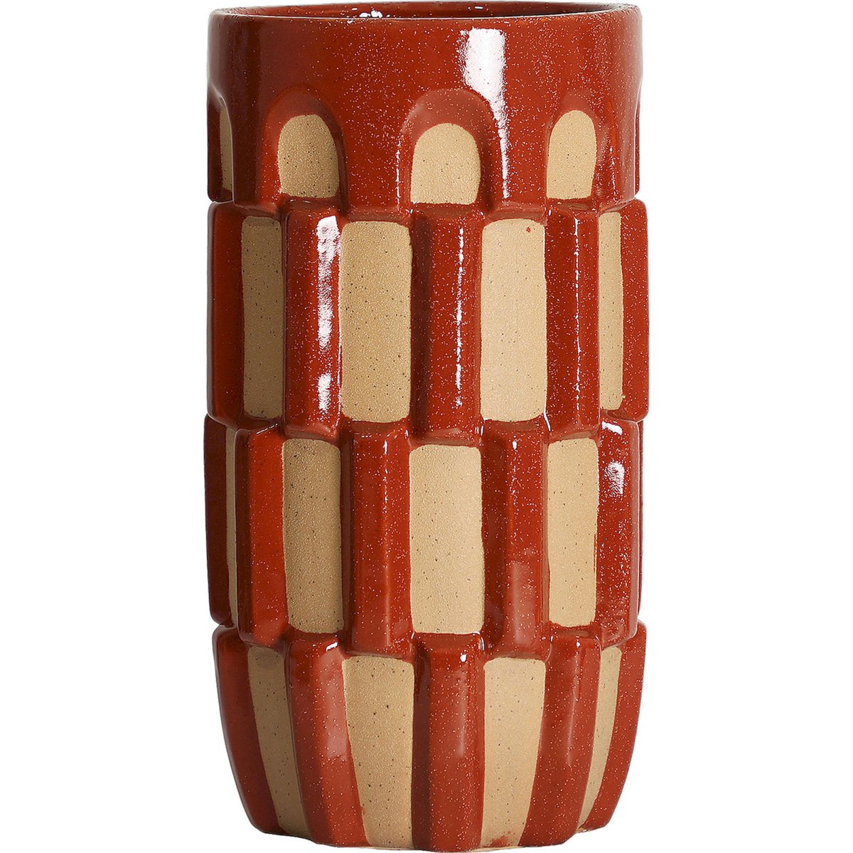 Vase en céramique collection ziggy rouge et beige, RECOLLECTION