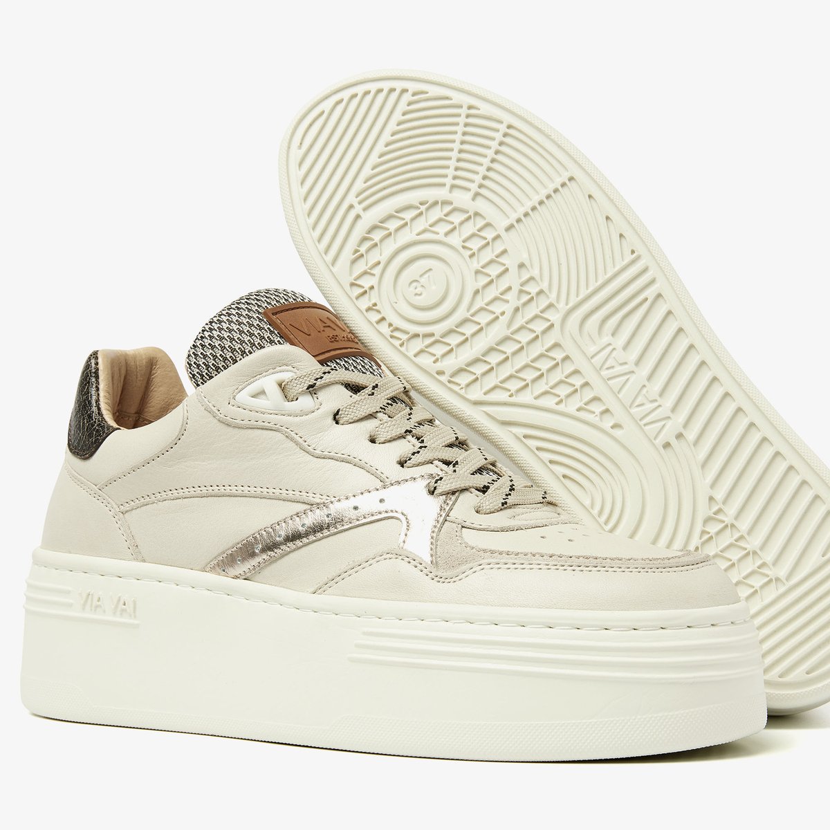 Baskets en cuir ISA BROOKLYN beige, VIA VAI