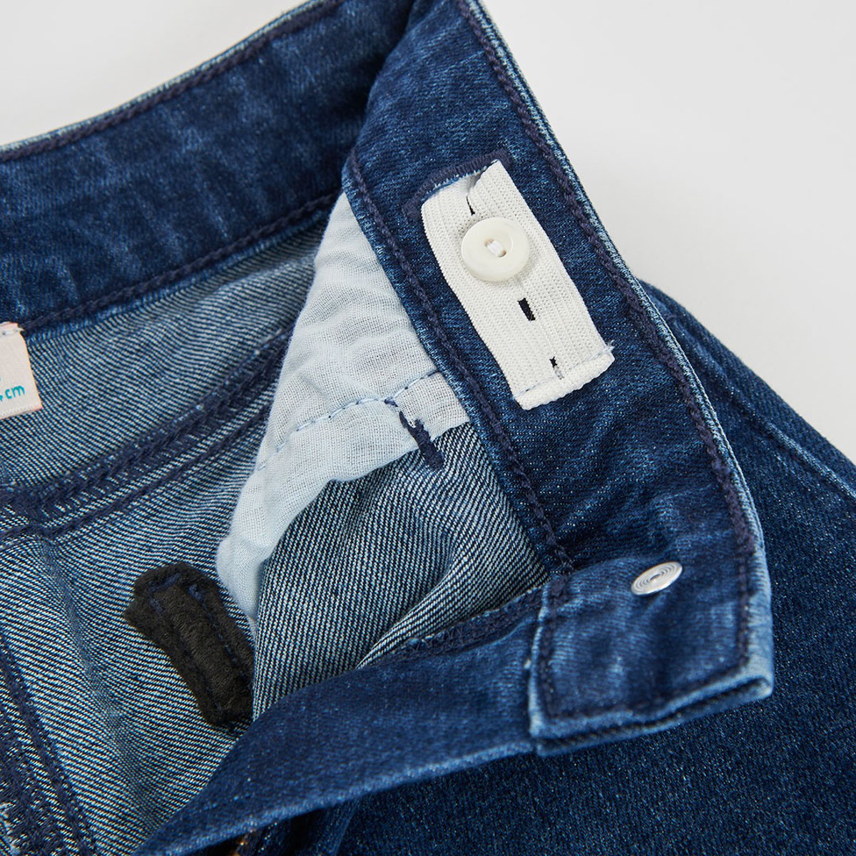 Pantalon denim fille wide leg élastique bleu, BOBOLI