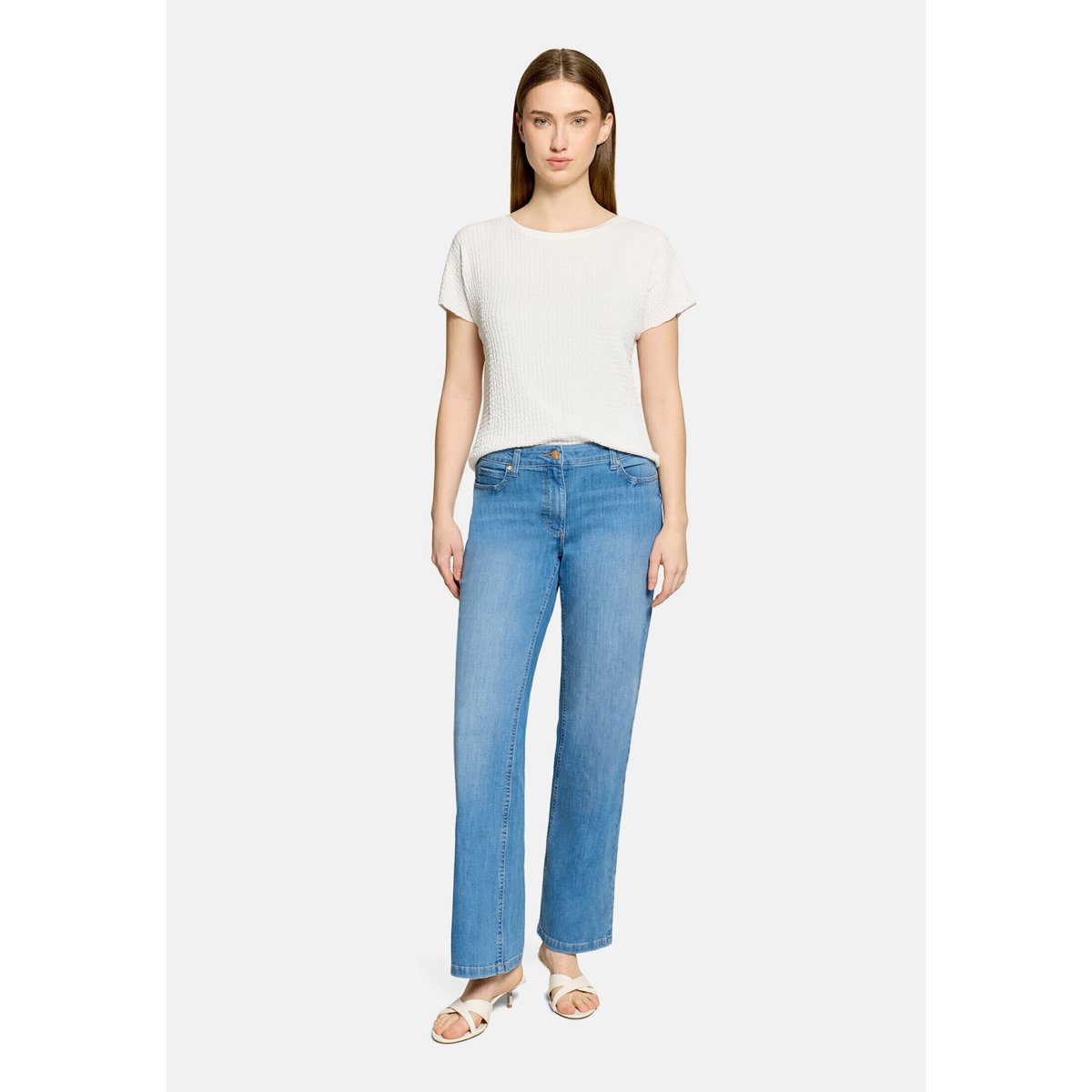 T-Shirt avec structure à encolure bateau blanc, BETTY BARCLAY