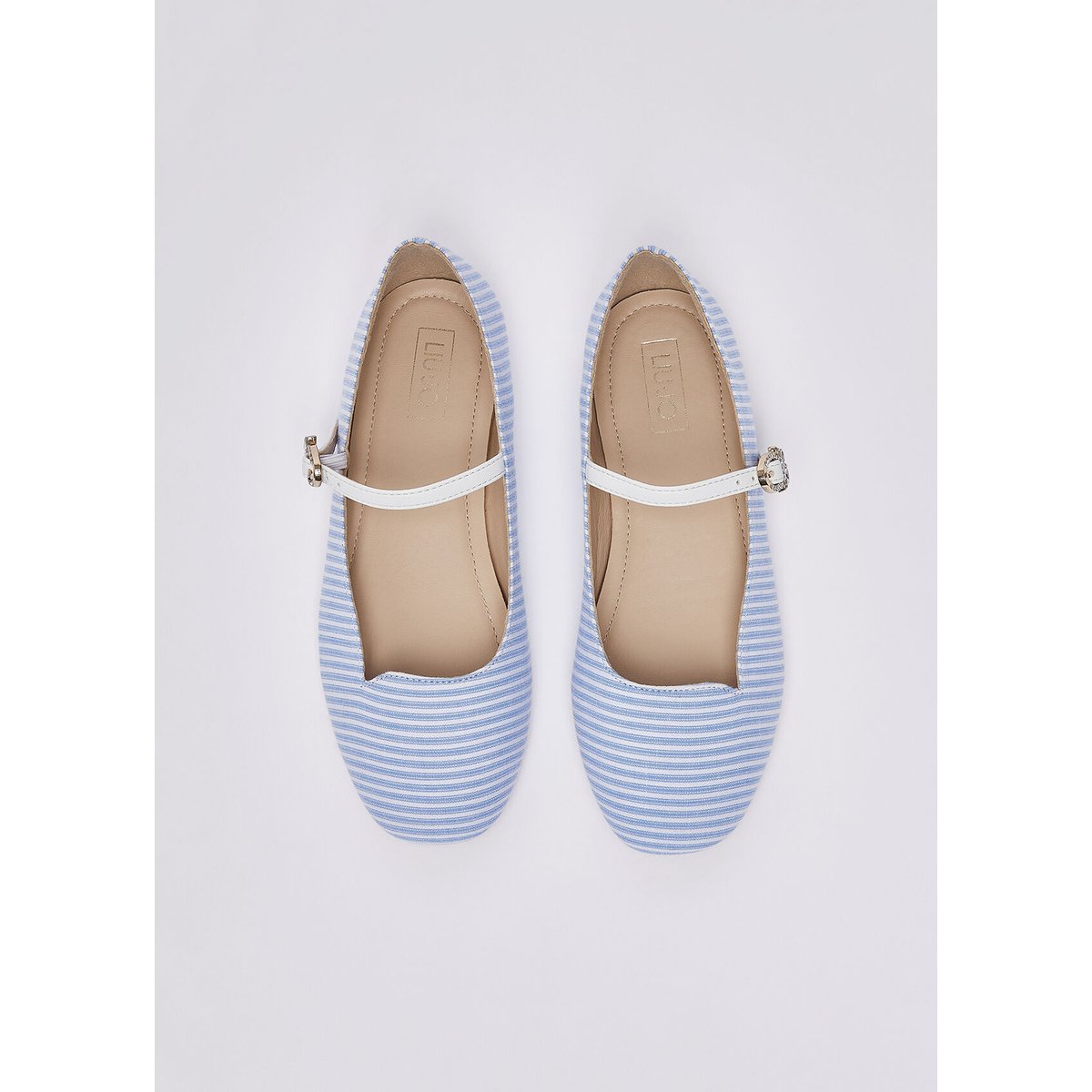 Ballerines à rayures bleu clair et blanc, LIU JO